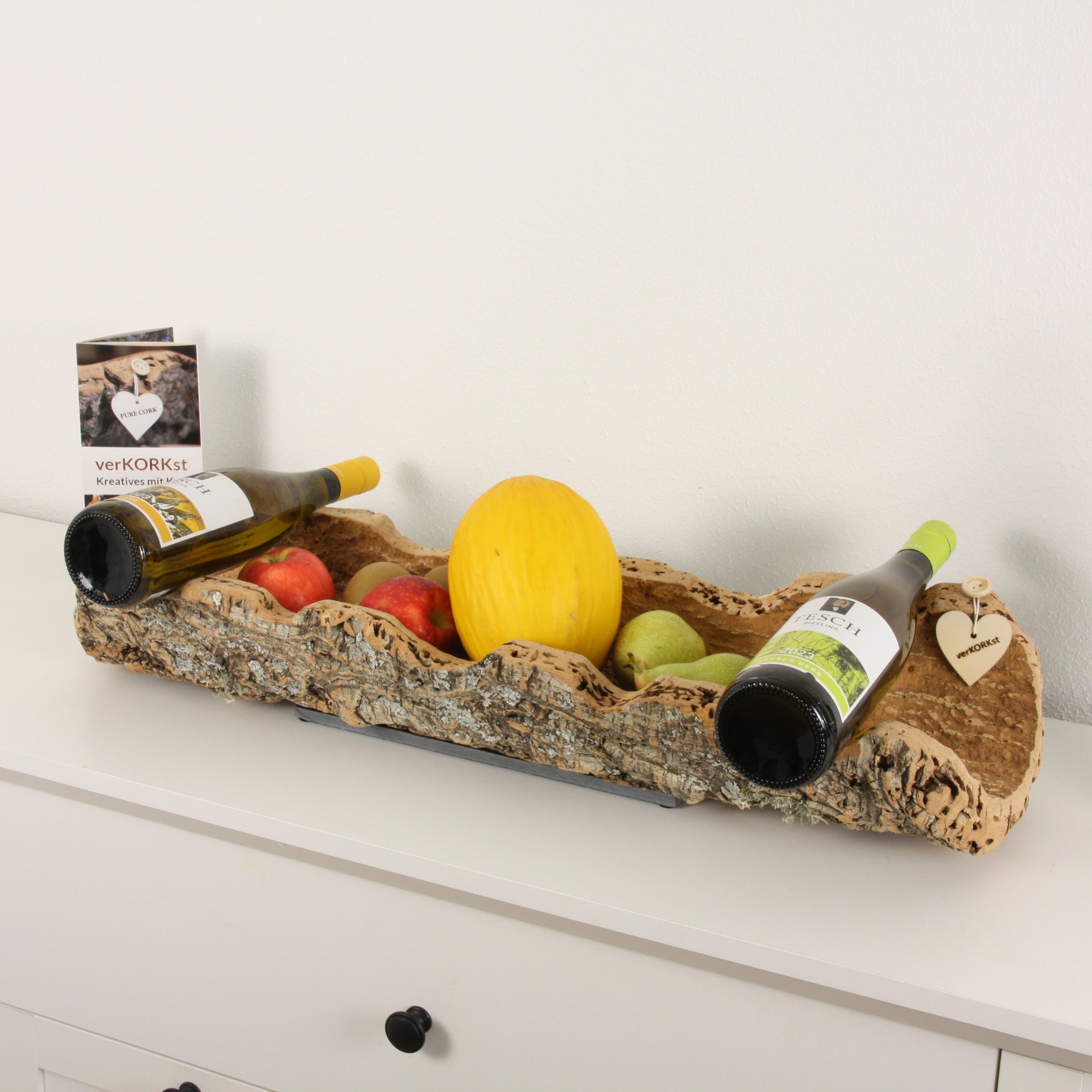 verKORKst Premium Weinschale aus Kork * Dekoration Wein * Präsentation Wein * hochwertige Korkschale für Wein, Flaschen, Obst, Brot