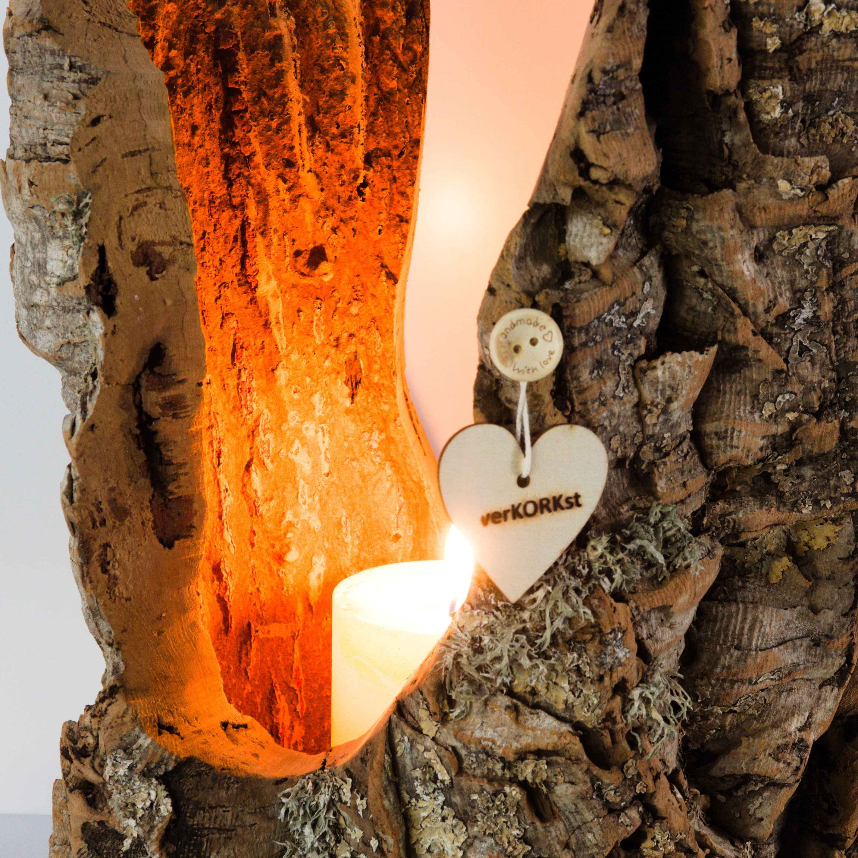 verKORKst Premium Windlicht und Tischlampe aus Korkrinde * Tischleuchte * Teelichthalter Kerzenhalter * rustikale Dekoration * handmade * Unikat