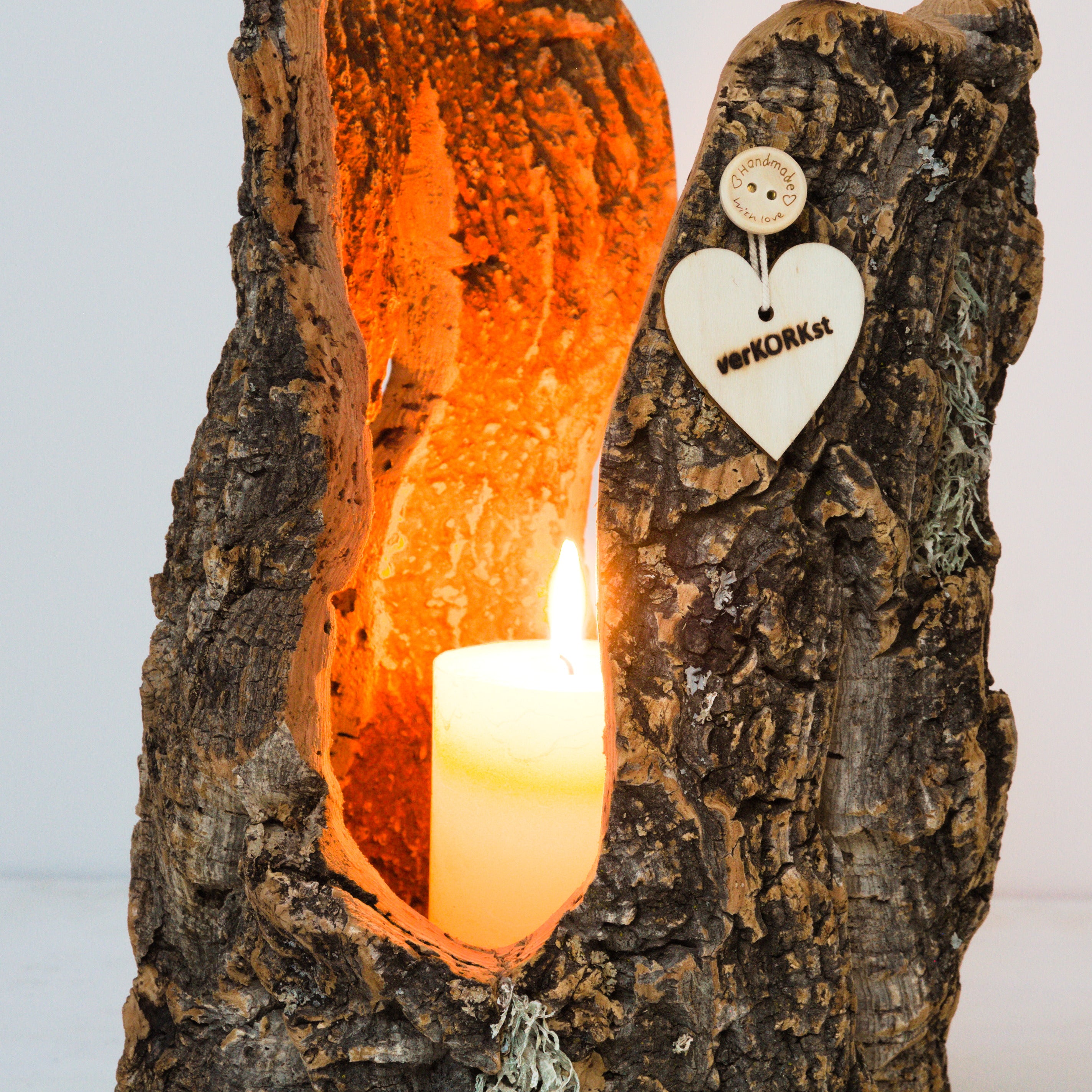 verKORKst Premium Windlicht und Tischlampe aus Korkrinde * Tischleuchte * Teelichthalter Kerzenhalter * rustikale Dekoration * handmade * Unikat