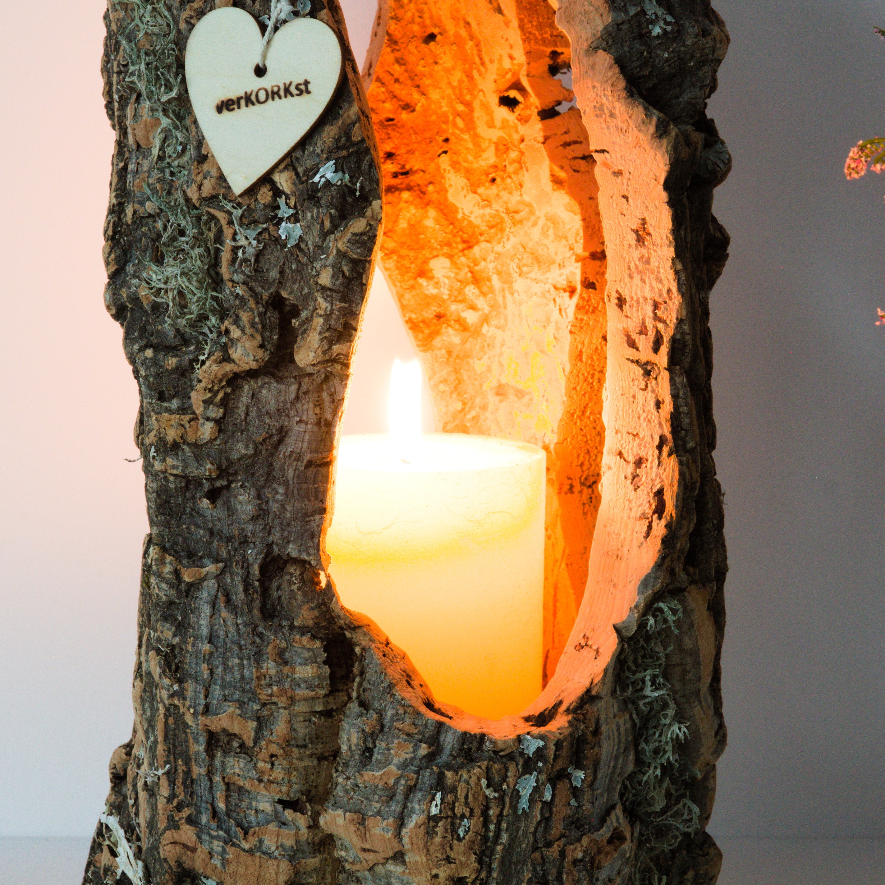 verKORKst Premium Windlicht und Tischlampe aus Korkrinde * Tischleuchte * Teelichthalter Kerzenhalter * rustikale Dekoration * handmade * Unikat