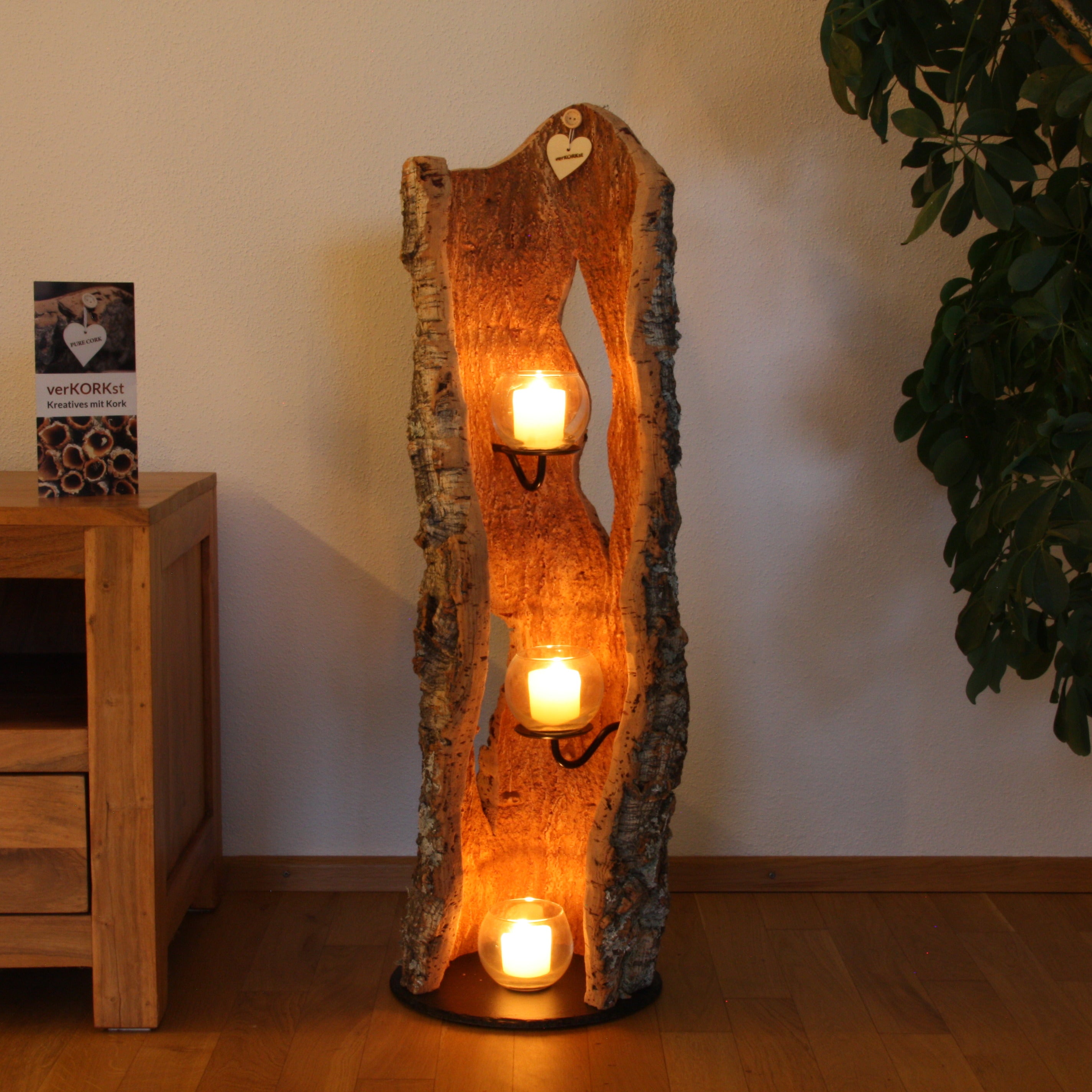 verKORKst Premium Windlicht aus Kork * Teelichthalter Kerzenhalter * rustikale Dekoration * hochwertige Deko Küche Wohnzimmer Terrasse