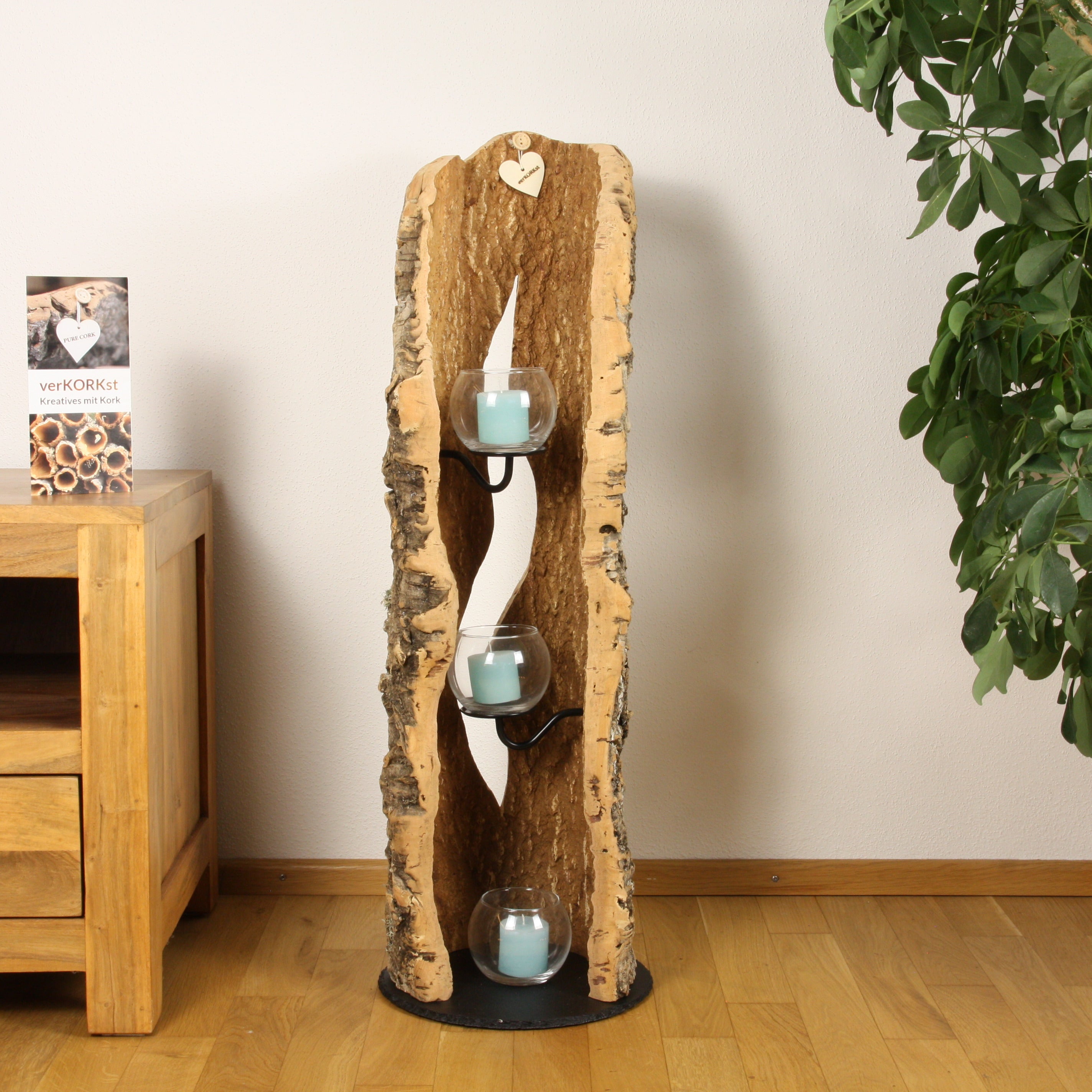 verKORKst Premium Windlicht aus Kork * Teelichthalter Kerzenhalter * rustikale Dekoration * hochwertige Deko Küche Wohnzimmer Terrasse