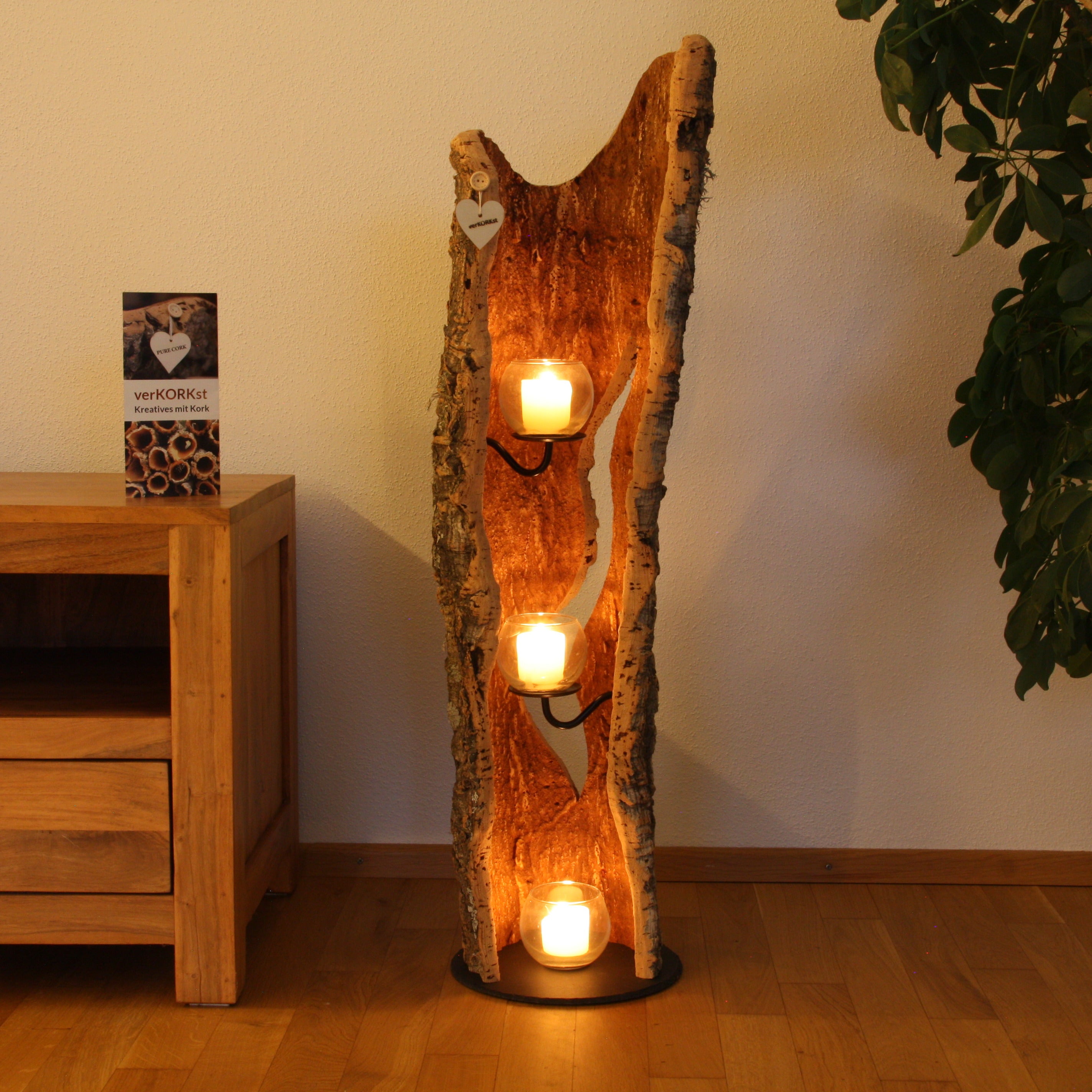 verKORKst Premium Windlicht aus Kork * Teelichthalter Kerzenhalter * rustikale Dekoration * hochwertige Deko Küche Wohnzimmer Terrasse