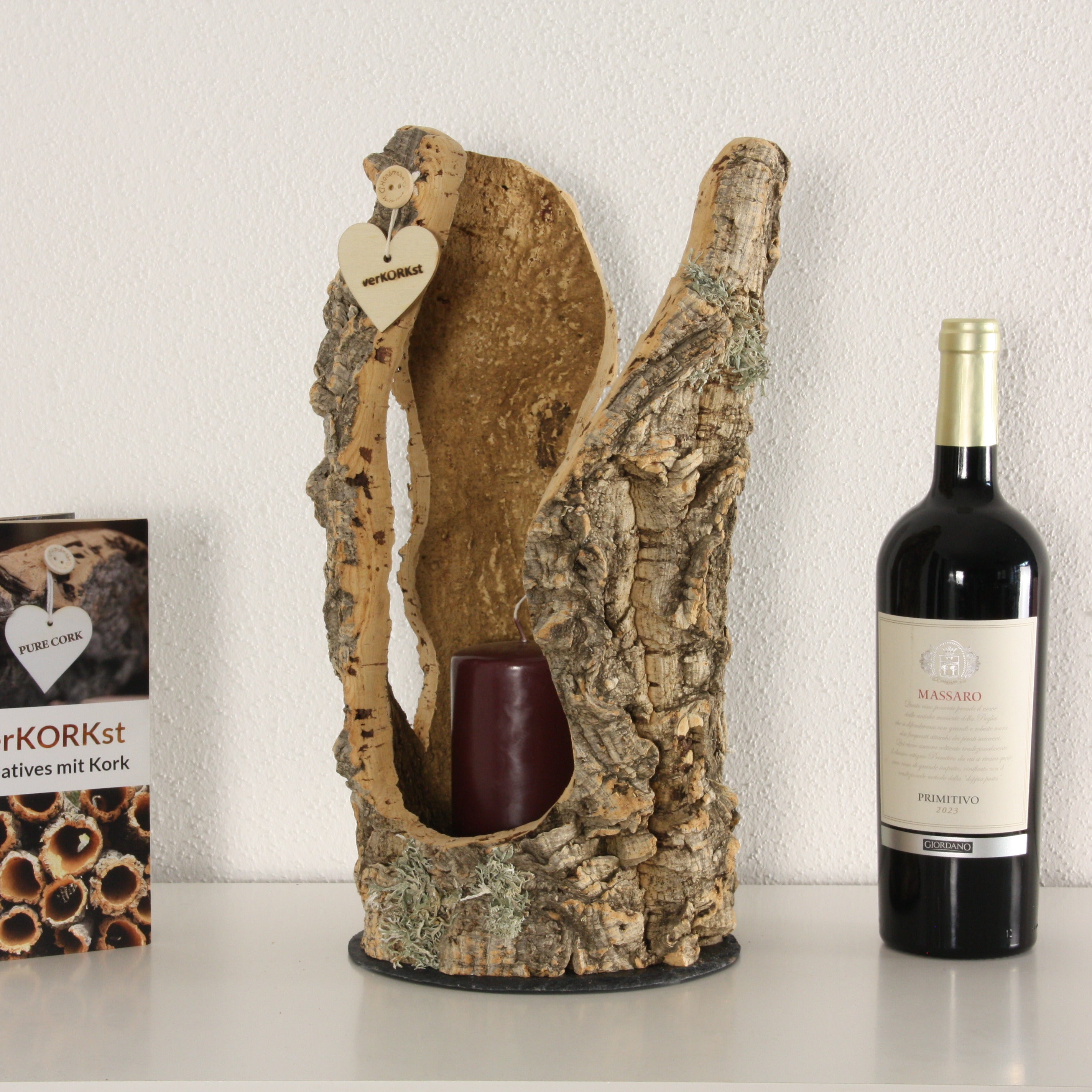 verKORKst Premium Windlicht und Tischlampe aus Korkrinde * Tischleuchte * Teelichthalter Kerzenhalter * rustikale Dekoration * handmade * Unikat