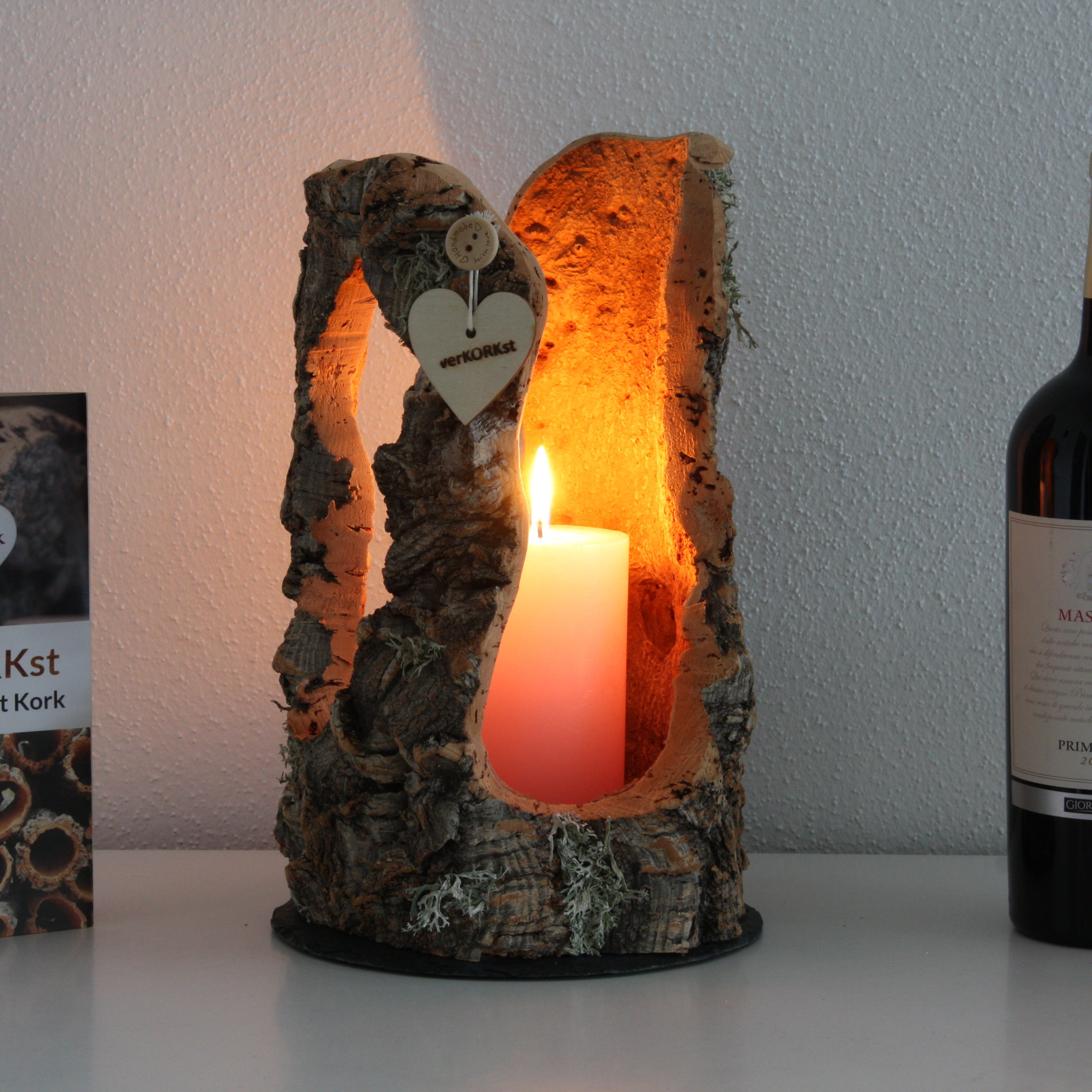 verKORKst Premium Windlicht und Tischlampe aus Korkrinde * Tischleuchte * Teelichthalter Kerzenhalter * rustikale Dekoration * handmade * Unikat