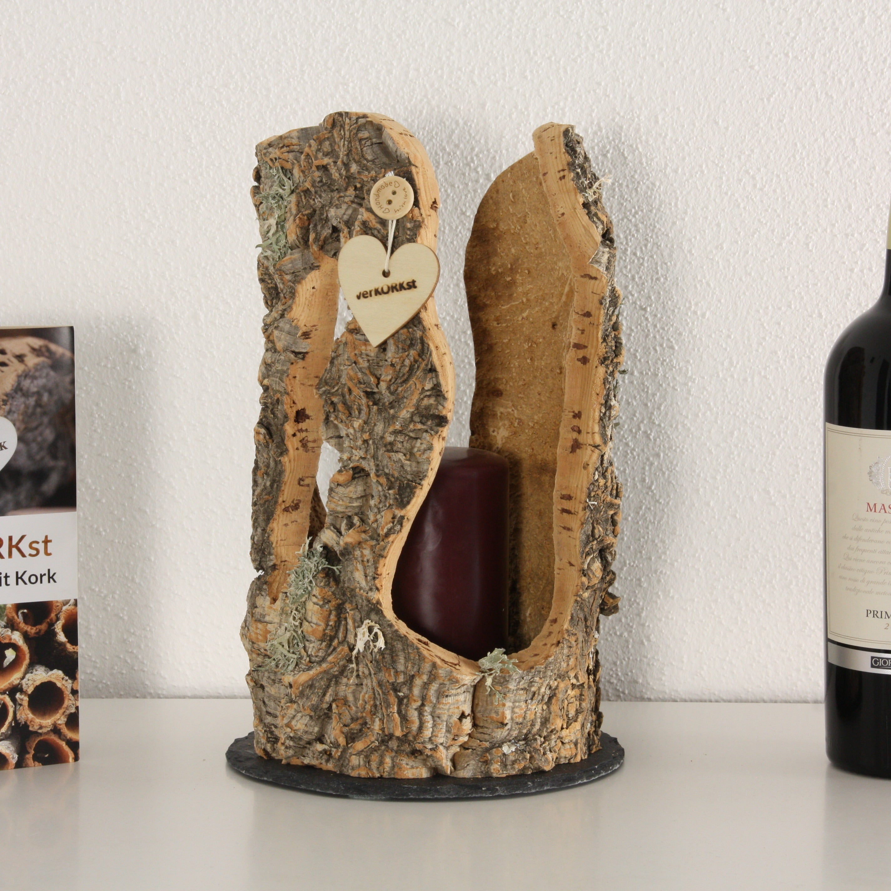 verKORKst Premium Windlicht und Tischlampe aus Korkrinde * Tischleuchte * Teelichthalter Kerzenhalter * rustikale Dekoration * handmade * Unikat