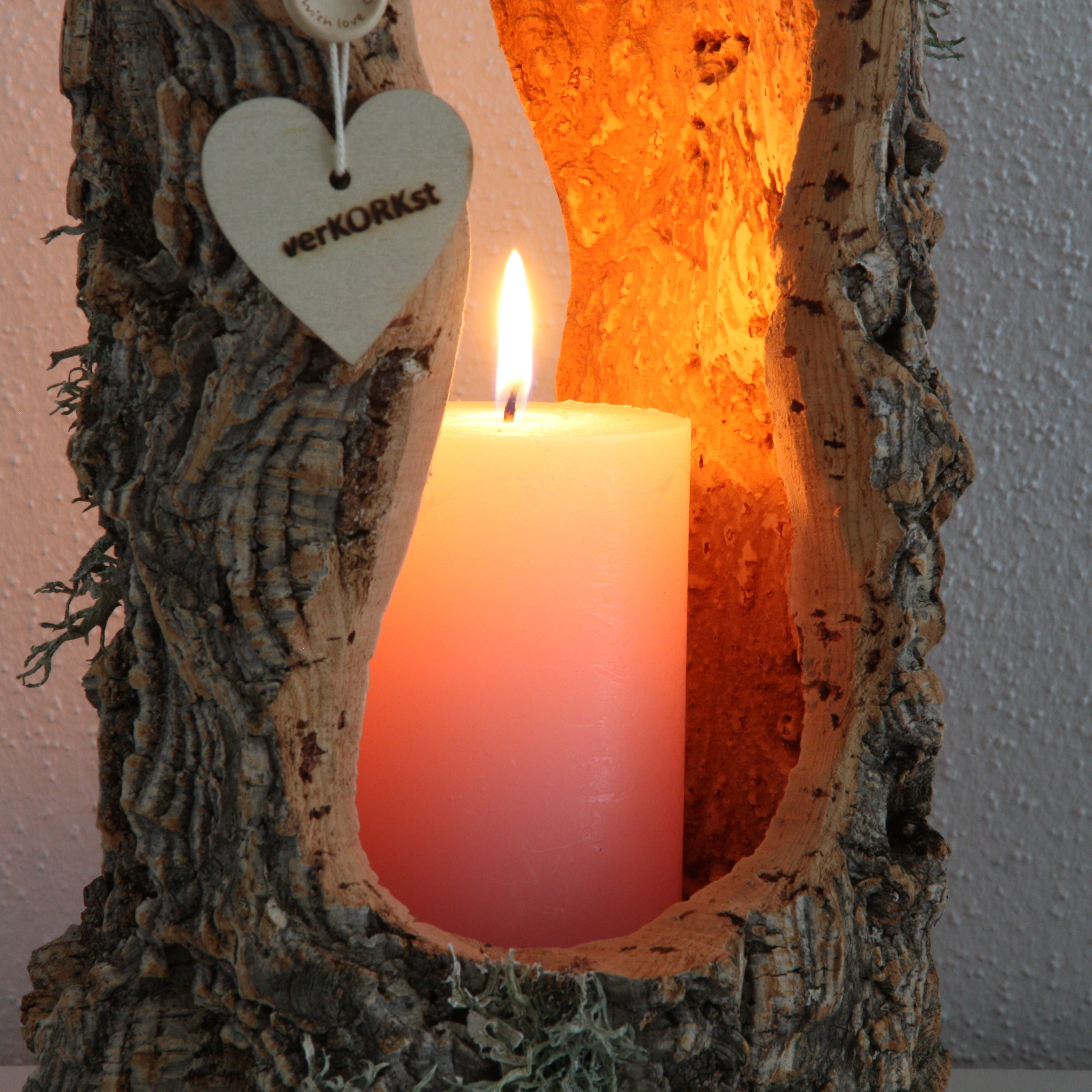 verKORKst Premium Windlicht und Tischlampe aus Korkrinde * Tischleuchte * Teelichthalter Kerzenhalter * rustikale Dekoration * handmade * Unikat