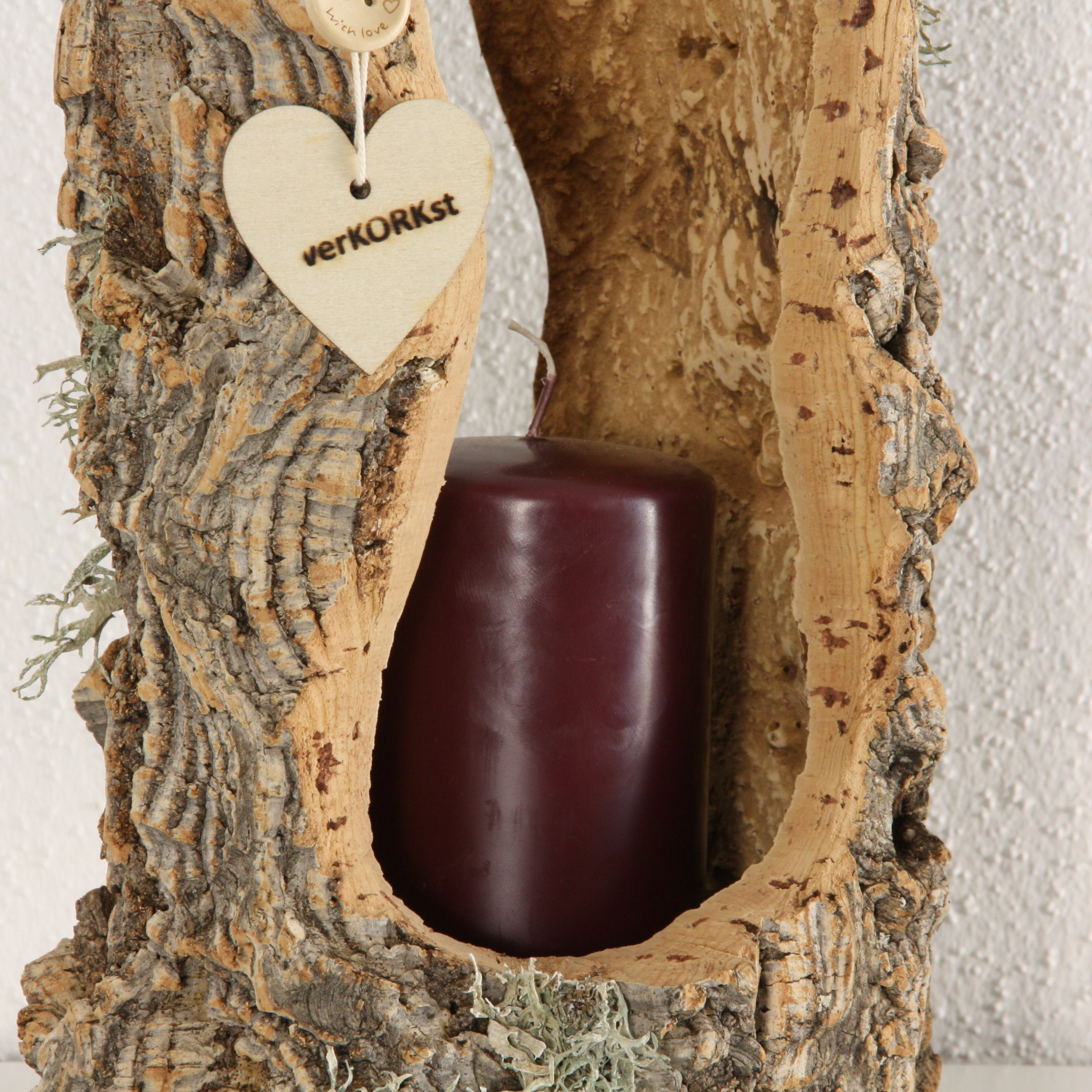 verKORKst Premium Windlicht und Tischlampe aus Korkrinde * Tischleuchte * Teelichthalter Kerzenhalter * rustikale Dekoration * handmade * Unikat