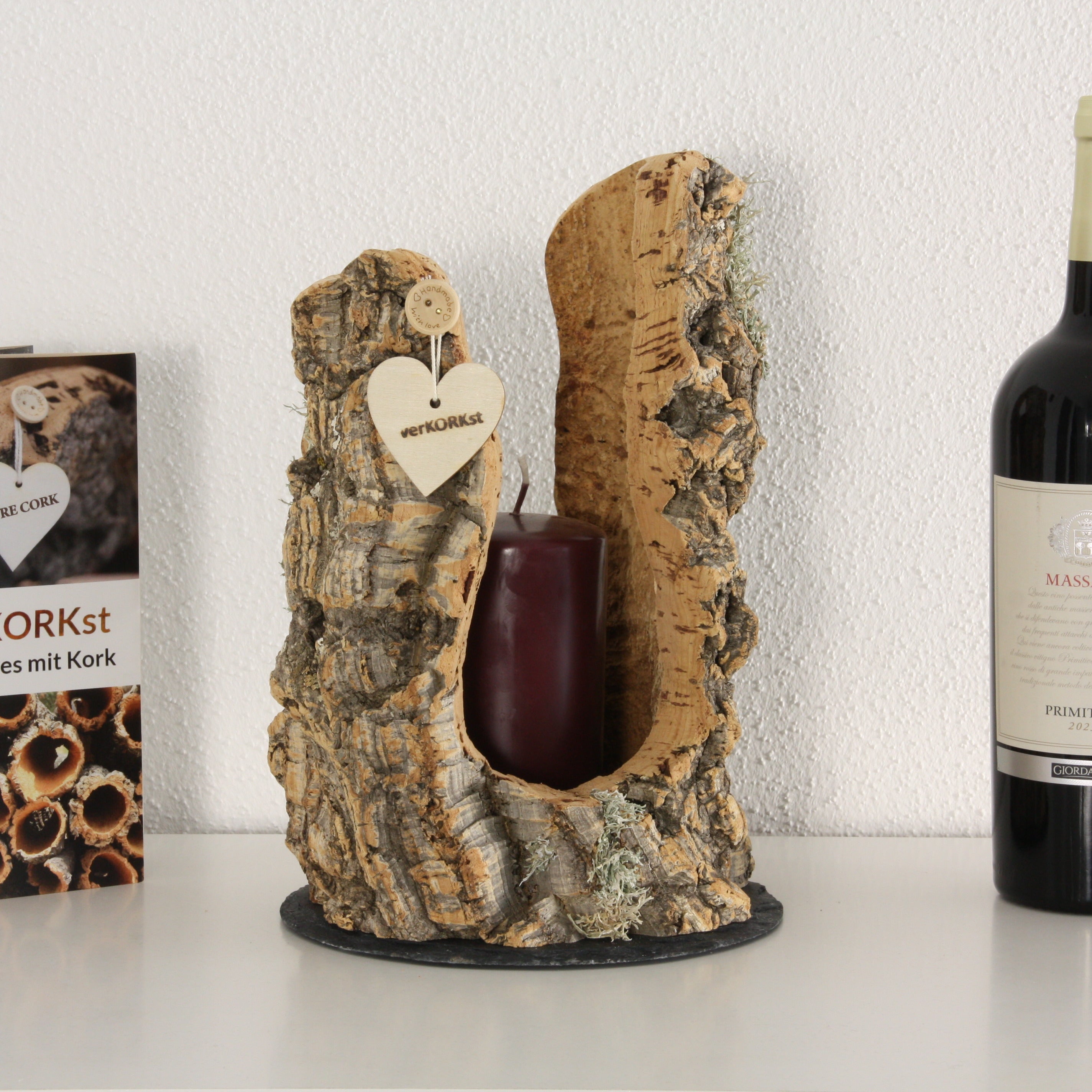 verKORKst Premium Windlicht und Tischlampe aus Korkrinde * Tischleuchte * Teelichthalter Kerzenhalter * rustikale Dekoration * handmade * Unikat