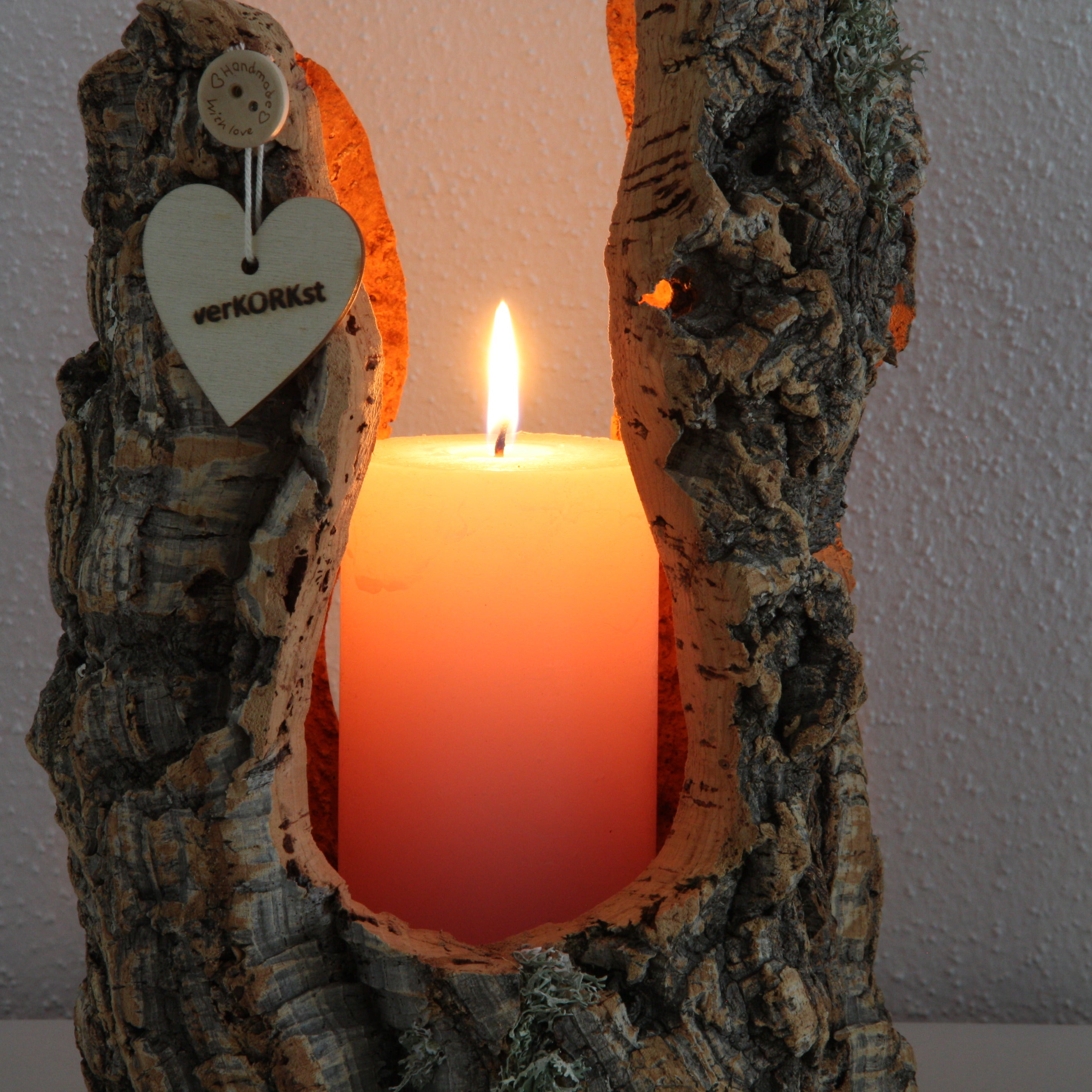 verKORKst Premium Windlicht und Tischlampe aus Korkrinde * Tischleuchte * Teelichthalter Kerzenhalter * rustikale Dekoration * handmade * Unikat