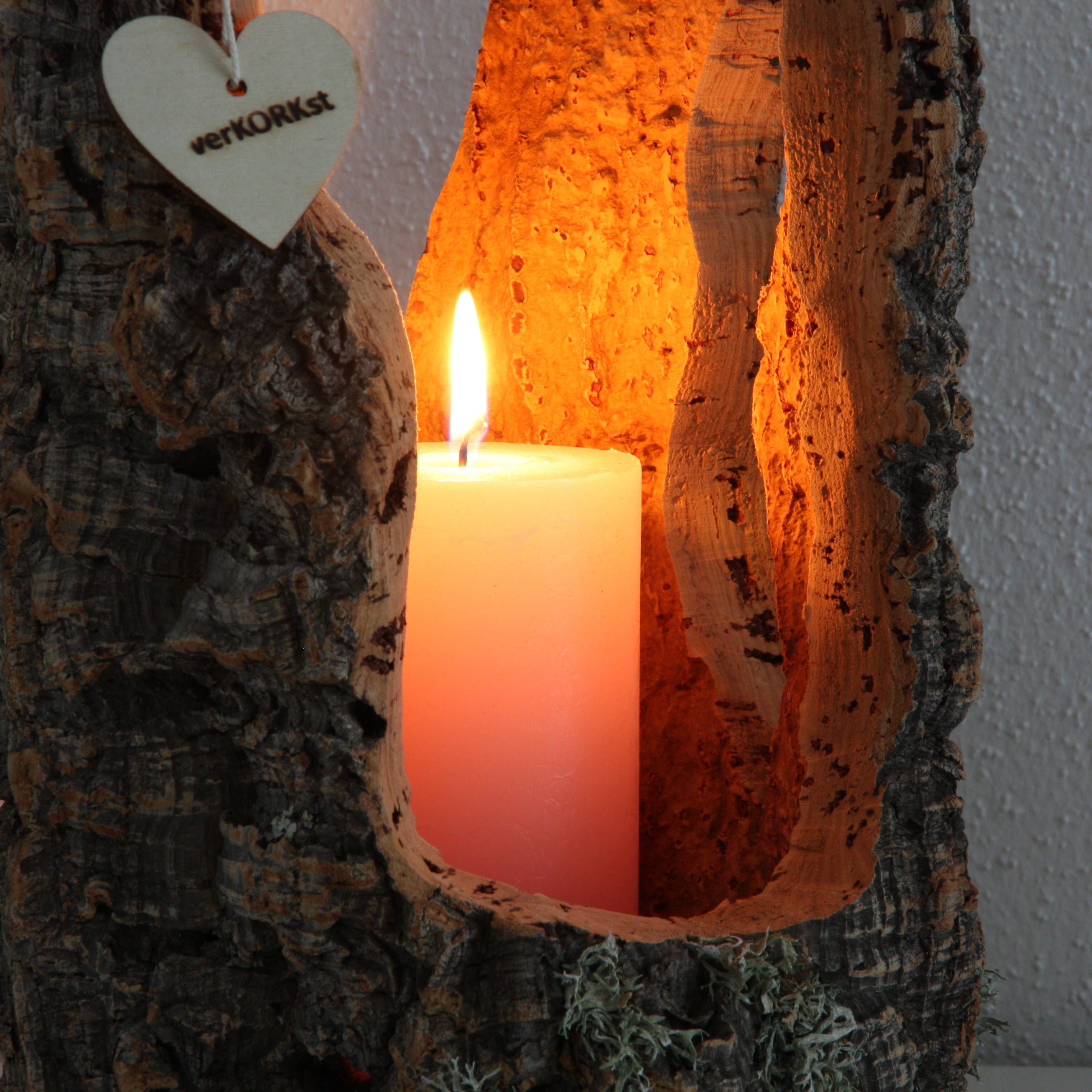 verKORKst Premium Windlicht und Tischlampe aus Korkrinde * Tischleuchte * Teelichthalter Kerzenhalter * rustikale Dekoration * handmade * Unikat