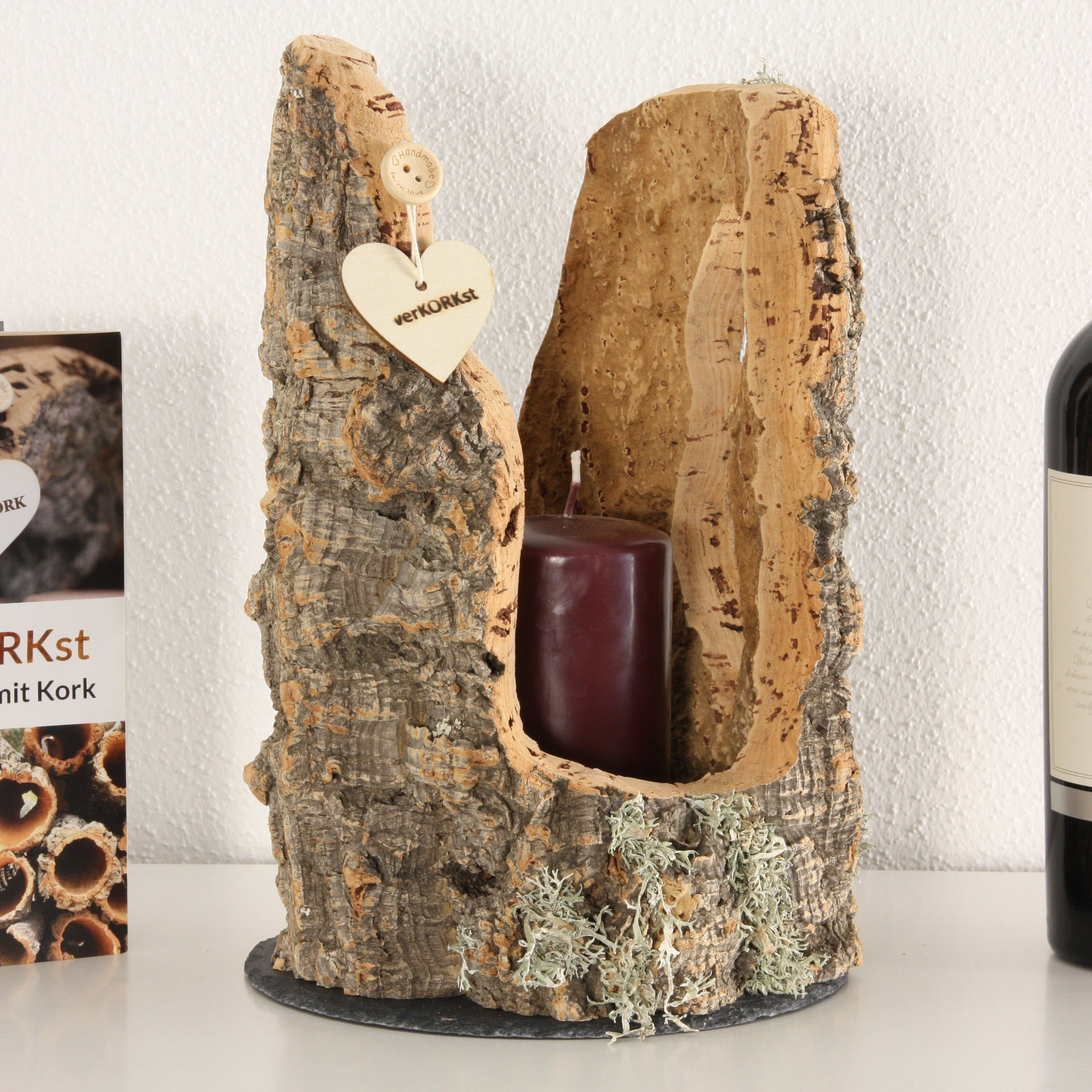 verKORKst Premium Windlicht und Tischlampe aus Korkrinde * Tischleuchte * Teelichthalter Kerzenhalter * rustikale Dekoration * handmade * Unikat