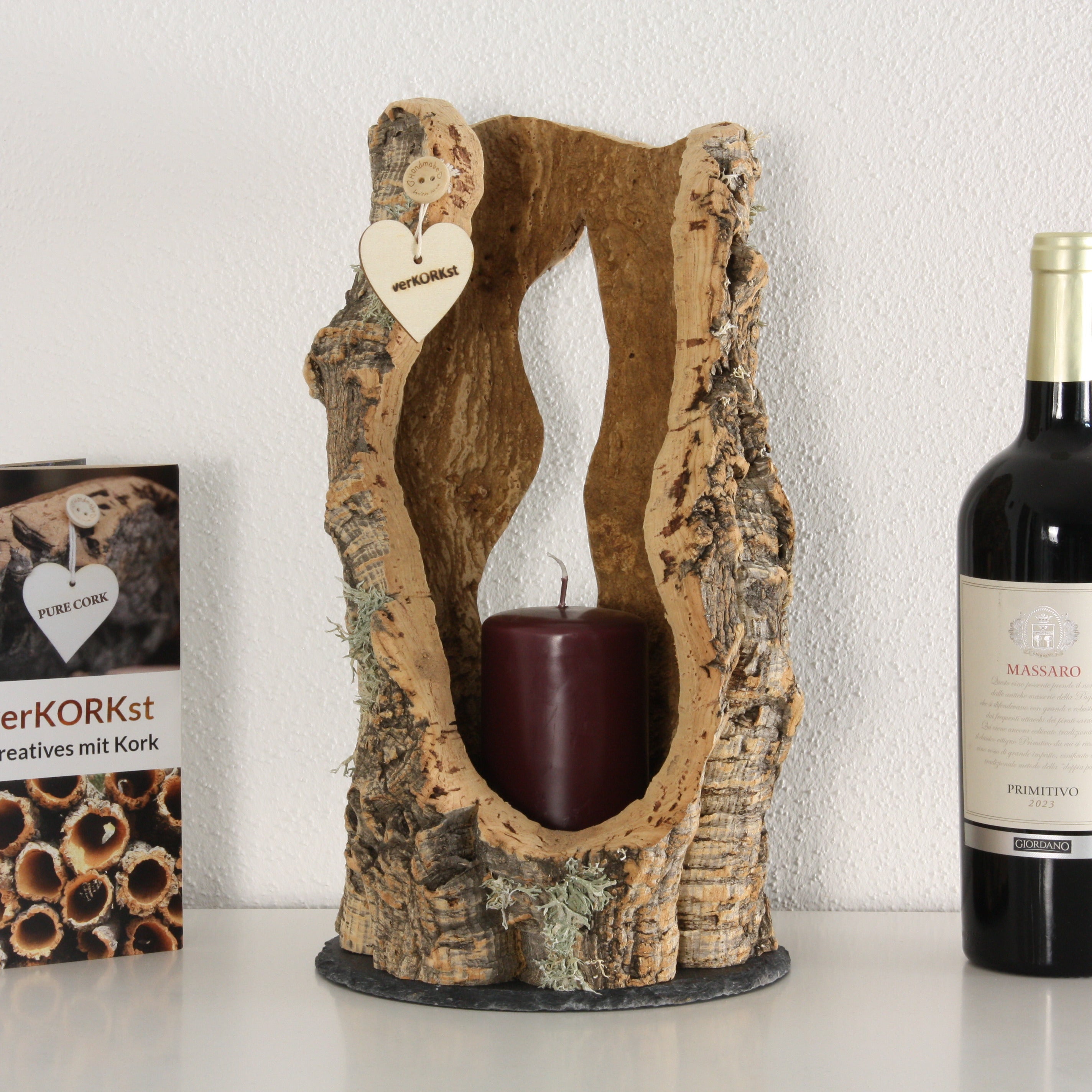 verKORKst Premium Windlicht und Tischlampe aus Korkrinde * Tischleuchte * Teelichthalter Kerzenhalter * rustikale Dekoration * handmade * Unikat