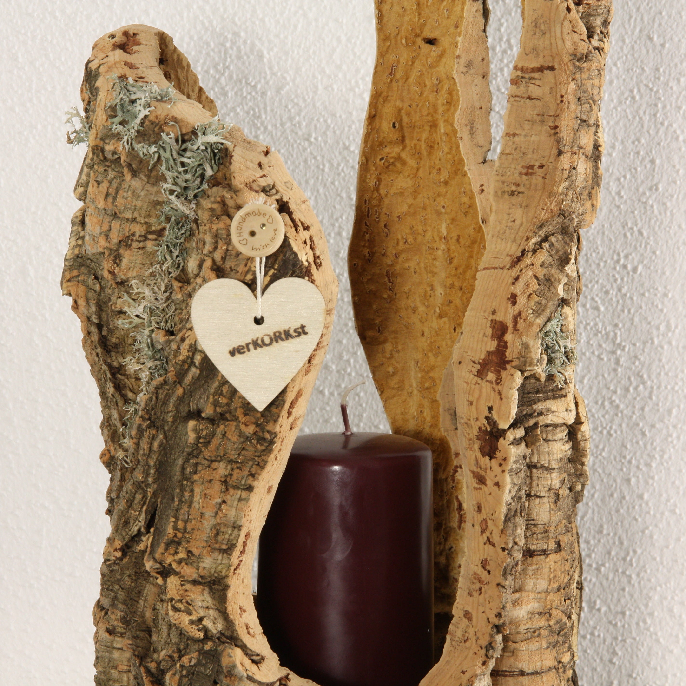 verKORKst Premium Windlicht und Tischlampe aus Korkrinde * Tischleuchte * Teelichthalter Kerzenhalter * rustikale Dekoration * handmade * Unikat