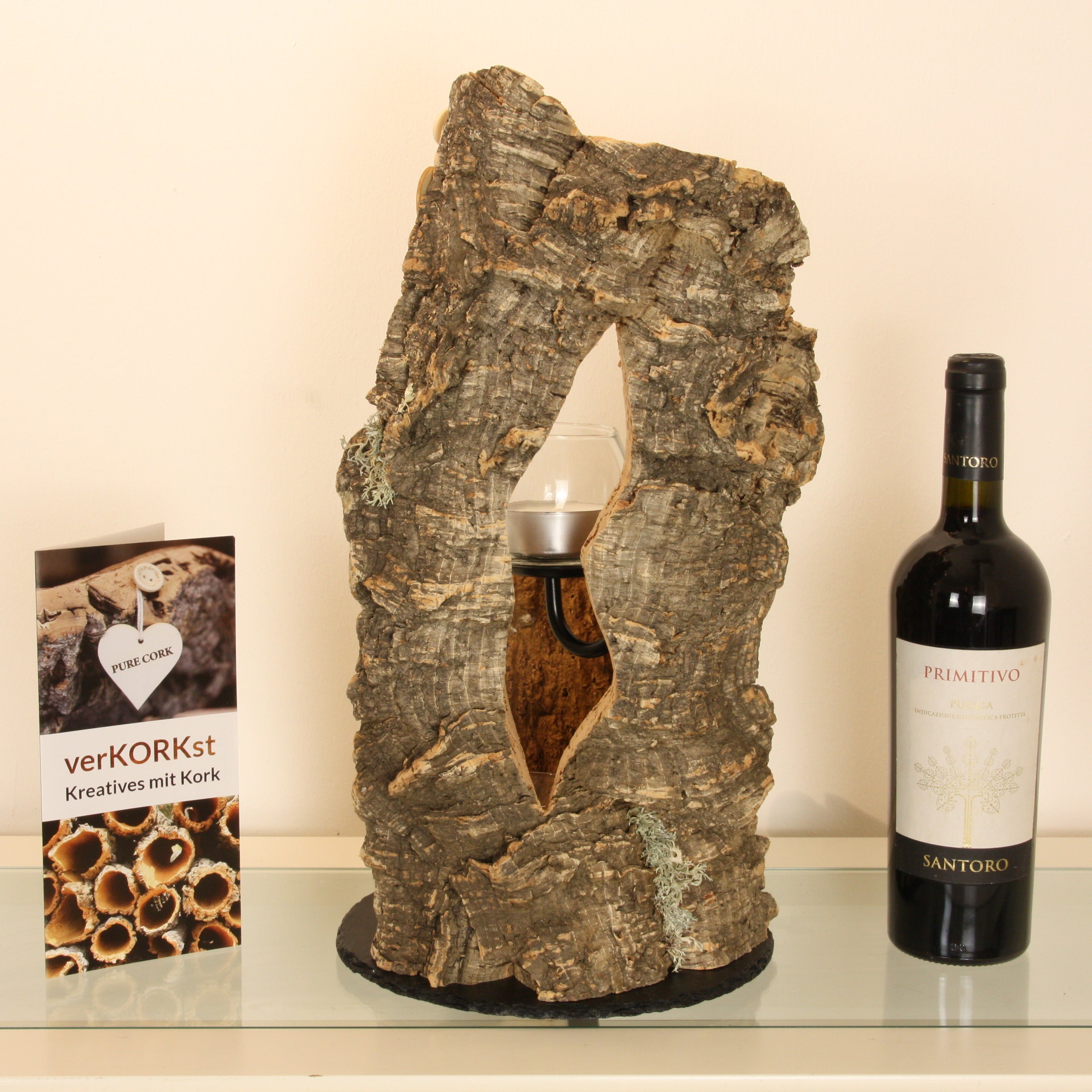 verKORKst Premium Windlicht aus Kork * Teelichthalter Kerzenhalter * rustikale Dekoration * hochwertige Deko Küche Wohnzimmer Terrasse