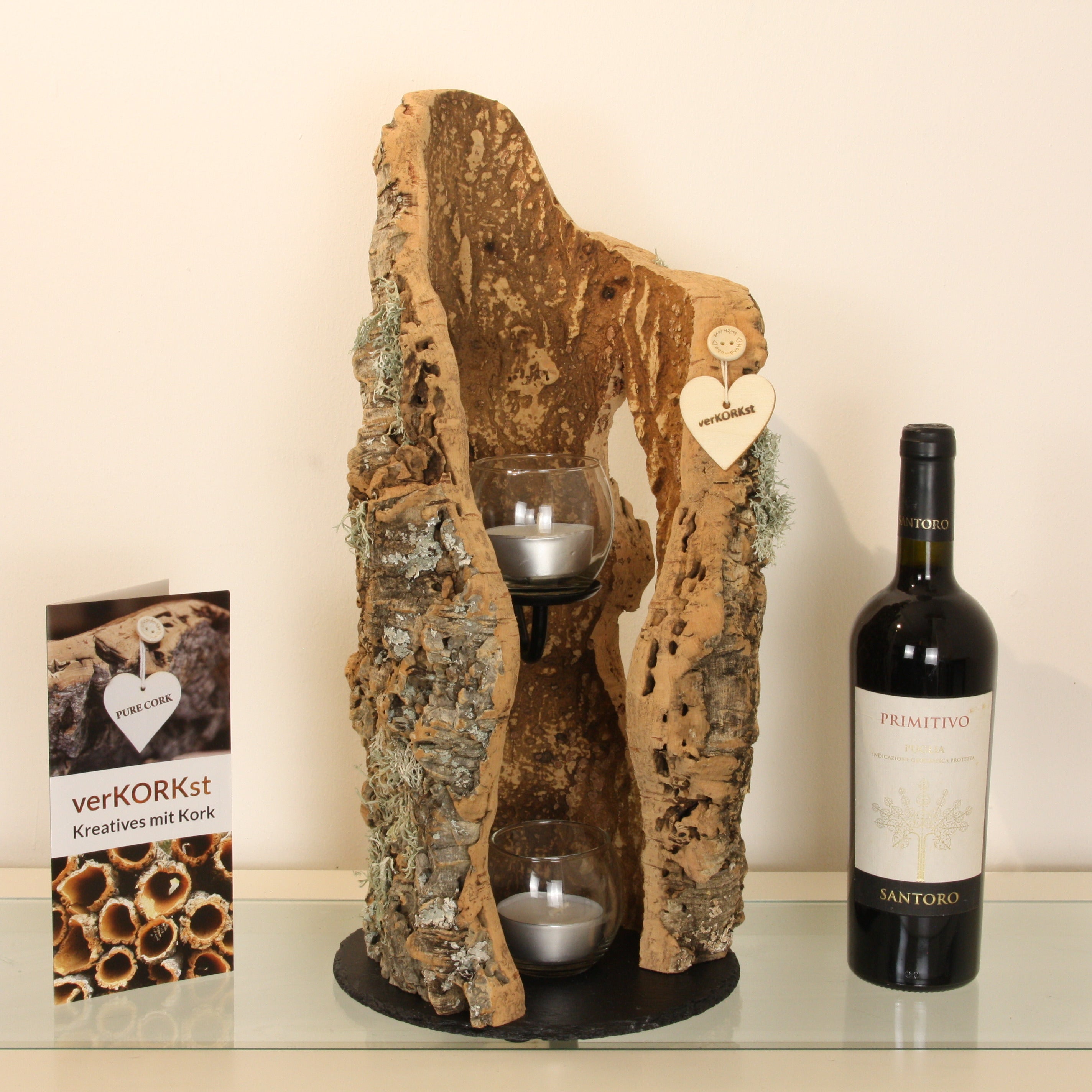 verKORKst Premium Windlicht aus Kork * Teelichthalter Kerzenhalter * rustikale Dekoration * hochwertige Deko Küche Wohnzimmer Terrasse