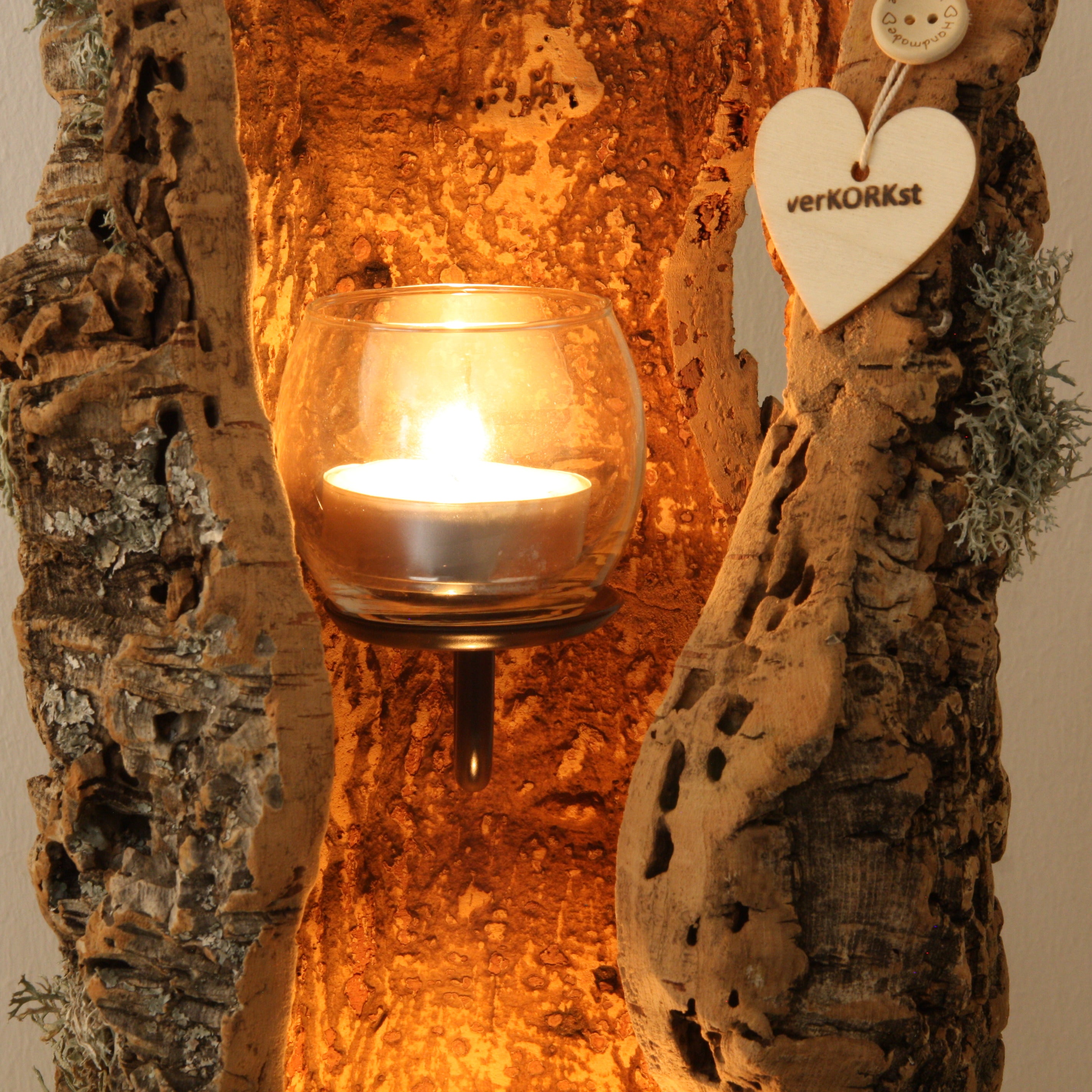 verKORKst Premium Windlicht aus Kork * Teelichthalter Kerzenhalter * rustikale Dekoration * hochwertige Deko Küche Wohnzimmer Terrasse
