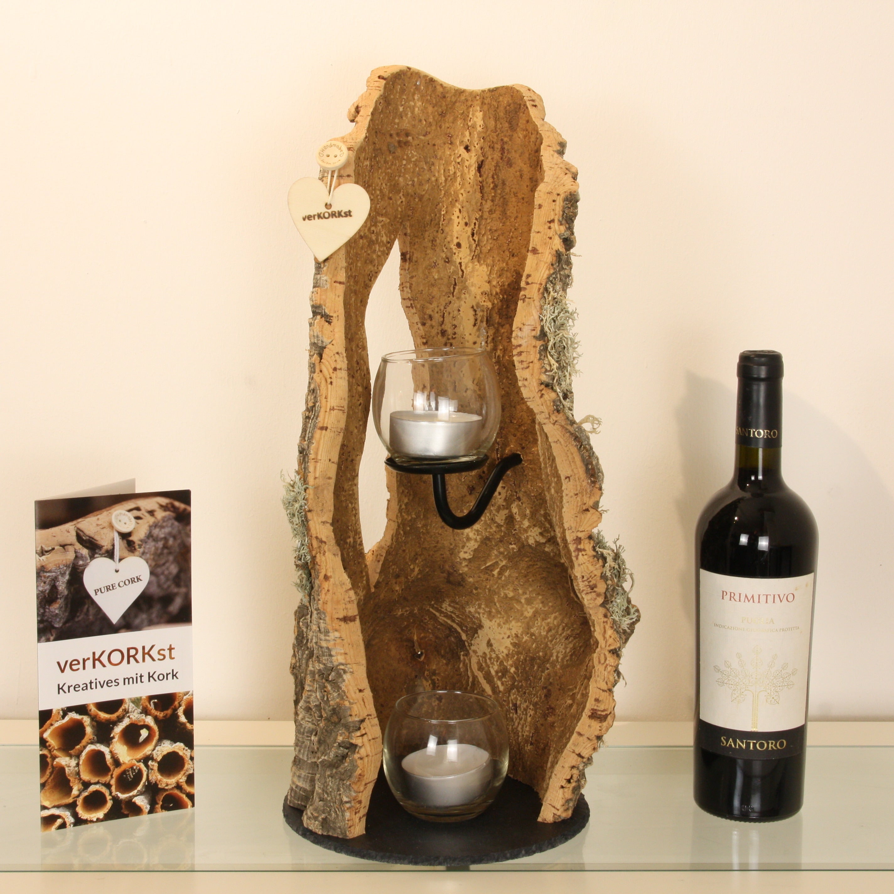 verKORKst Premium Windlicht aus Kork * Teelichthalter Kerzenhalter * rustikale Dekoration * hochwertige Deko Küche Wohnzimmer Terrasse