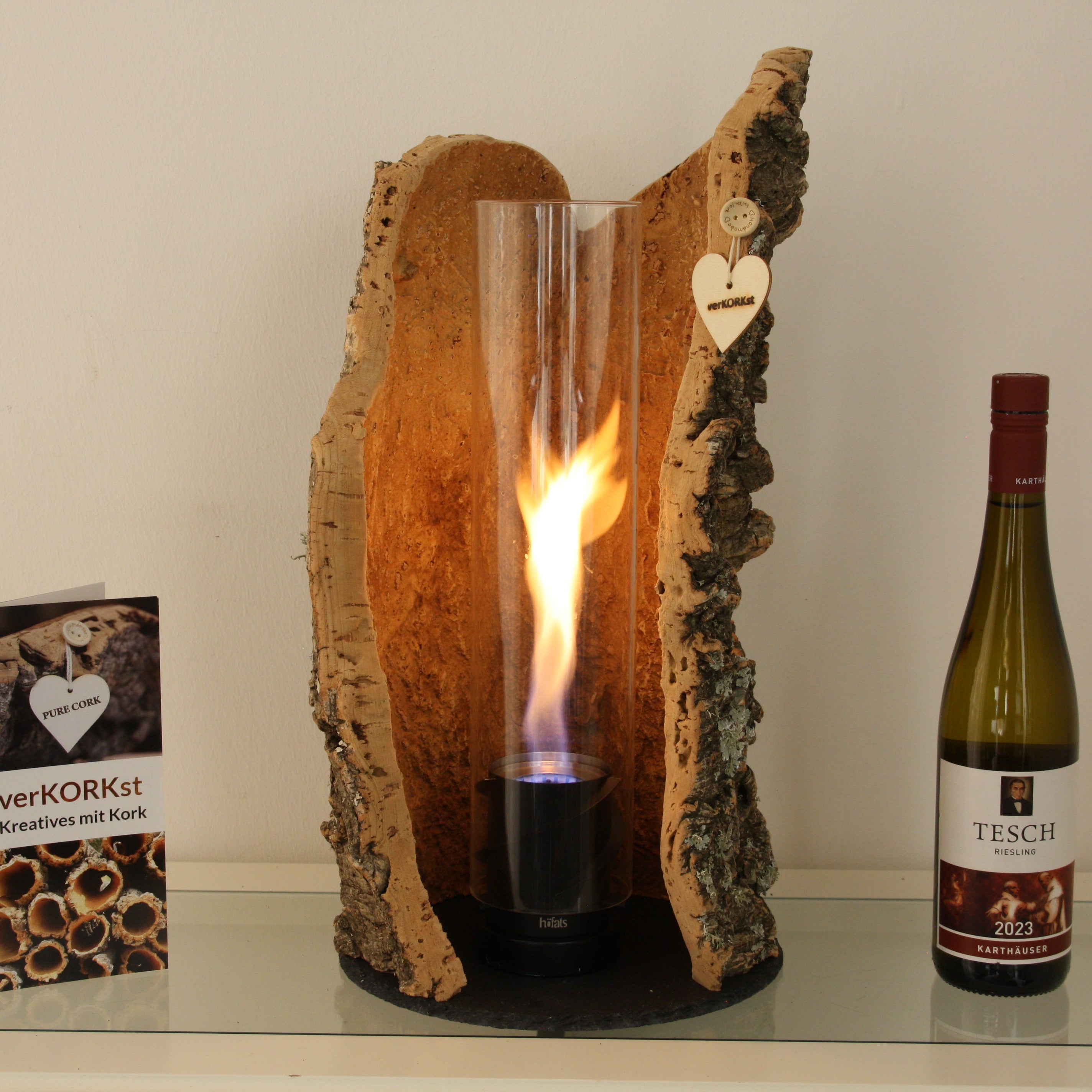 verKORKst Premium Table Fire in Cork Bark * various models and sizes * Indoor and Outdoor * no minimum distance * Table Fire SPIN900/SPIN1200 höfats Kempten