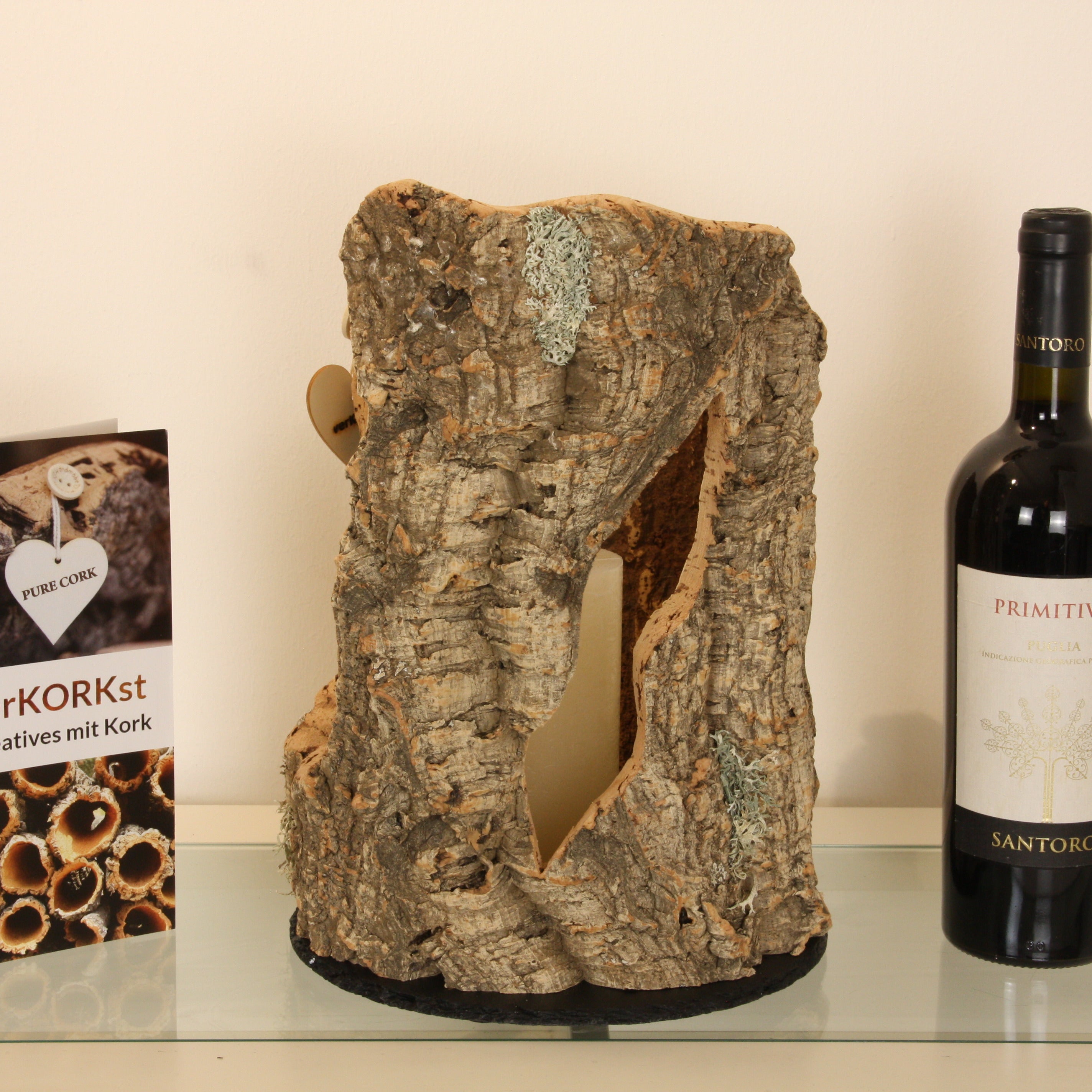 verKORKst Premium Windlicht und Tischlampe aus Korkrinde * Tischleuchte * Teelichthalter Kerzenhalter * rustikale Dekoration * handmade * Unikat