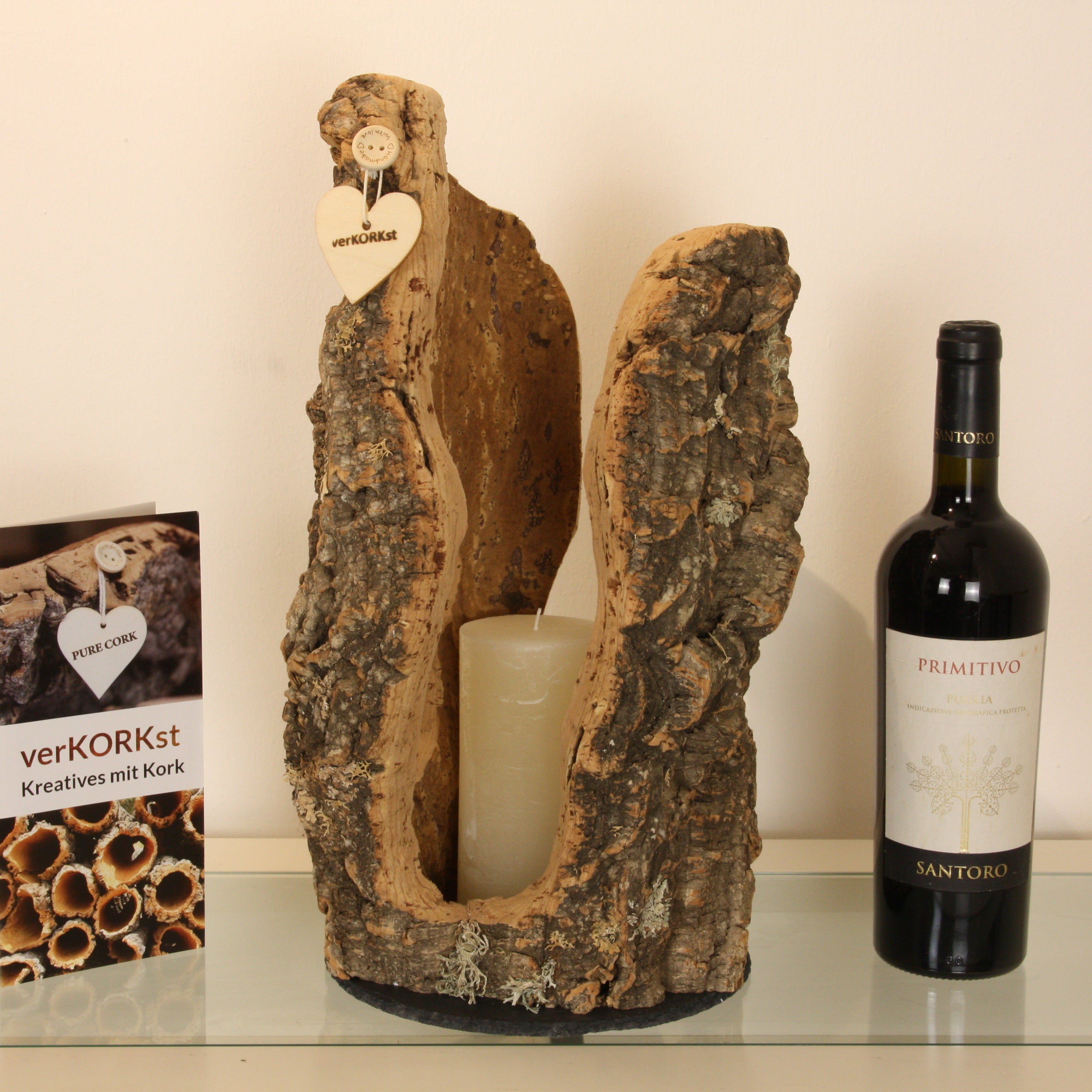 verKORKst Premium Windlicht und Tischlampe aus Korkrinde * Tischleuchte * Teelichthalter Kerzenhalter * rustikale Dekoration * handmade * Unikat