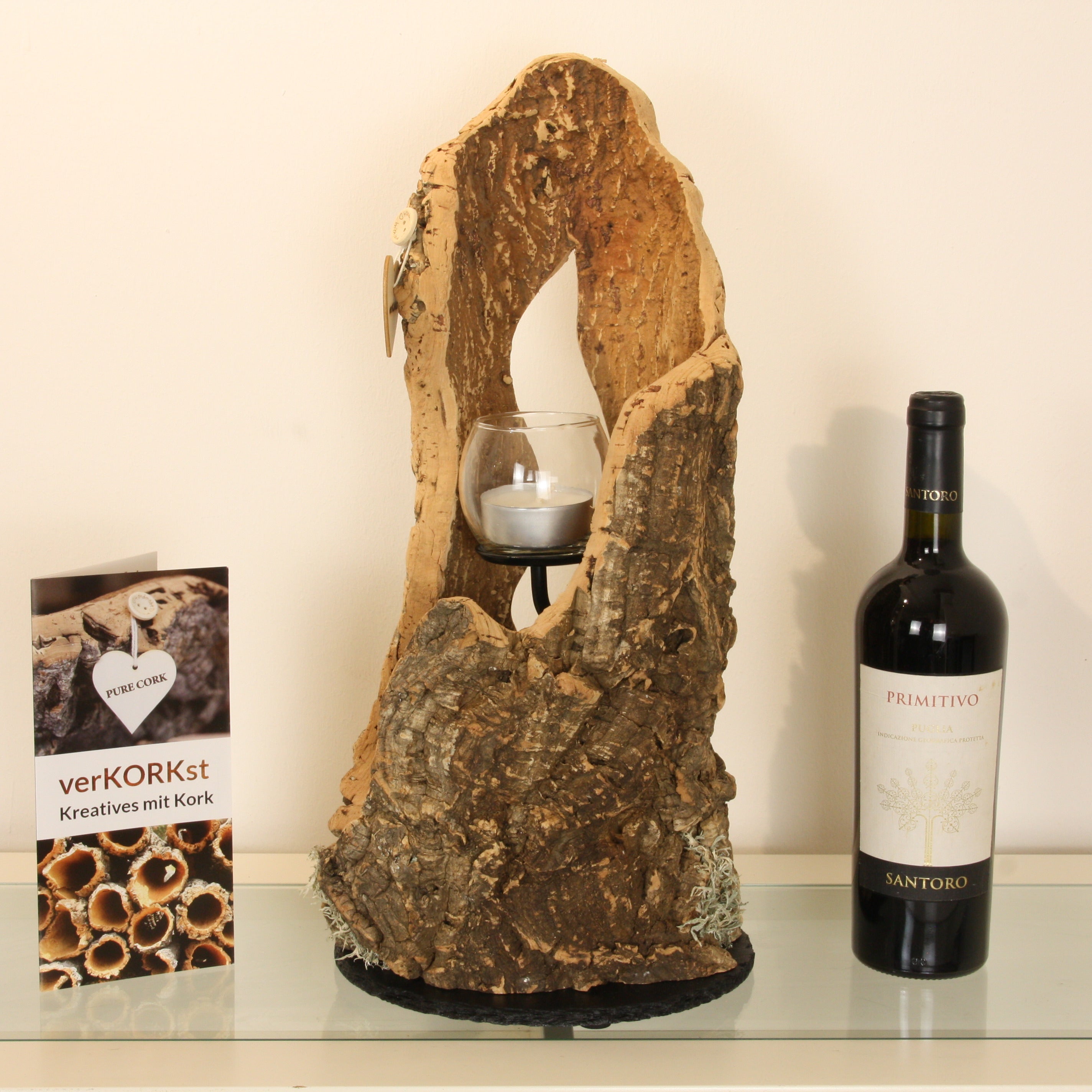 verKORKst Premium Windlicht aus Kork * Teelichthalter Kerzenhalter * rustikale Dekoration * hochwertige Deko Küche Wohnzimmer Terrasse