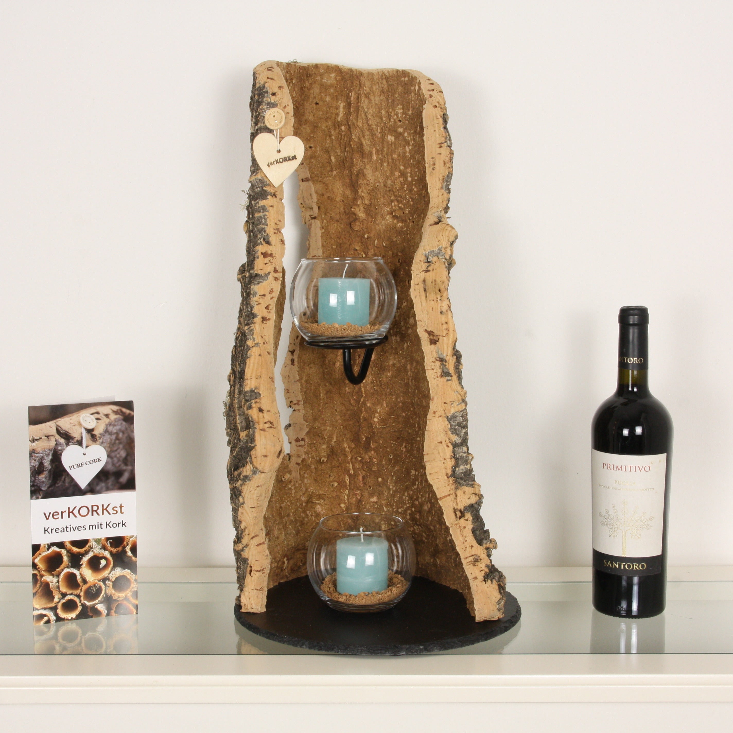 verKORKst Premium Windlicht aus Kork * Teelichthalter Kerzenhalter * rustikale Dekoration * hochwertige Deko Küche Wohnzimmer Terrasse