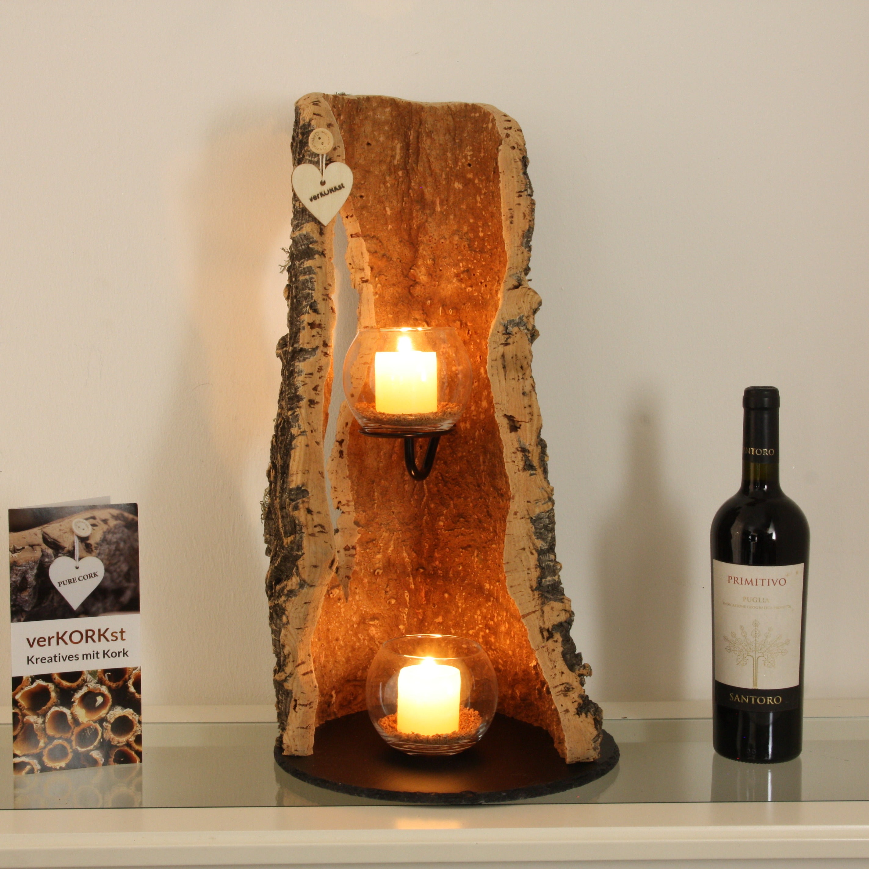 verKORKst Premium Windlicht aus Kork * Teelichthalter Kerzenhalter * rustikale Dekoration * hochwertige Deko Küche Wohnzimmer Terrasse