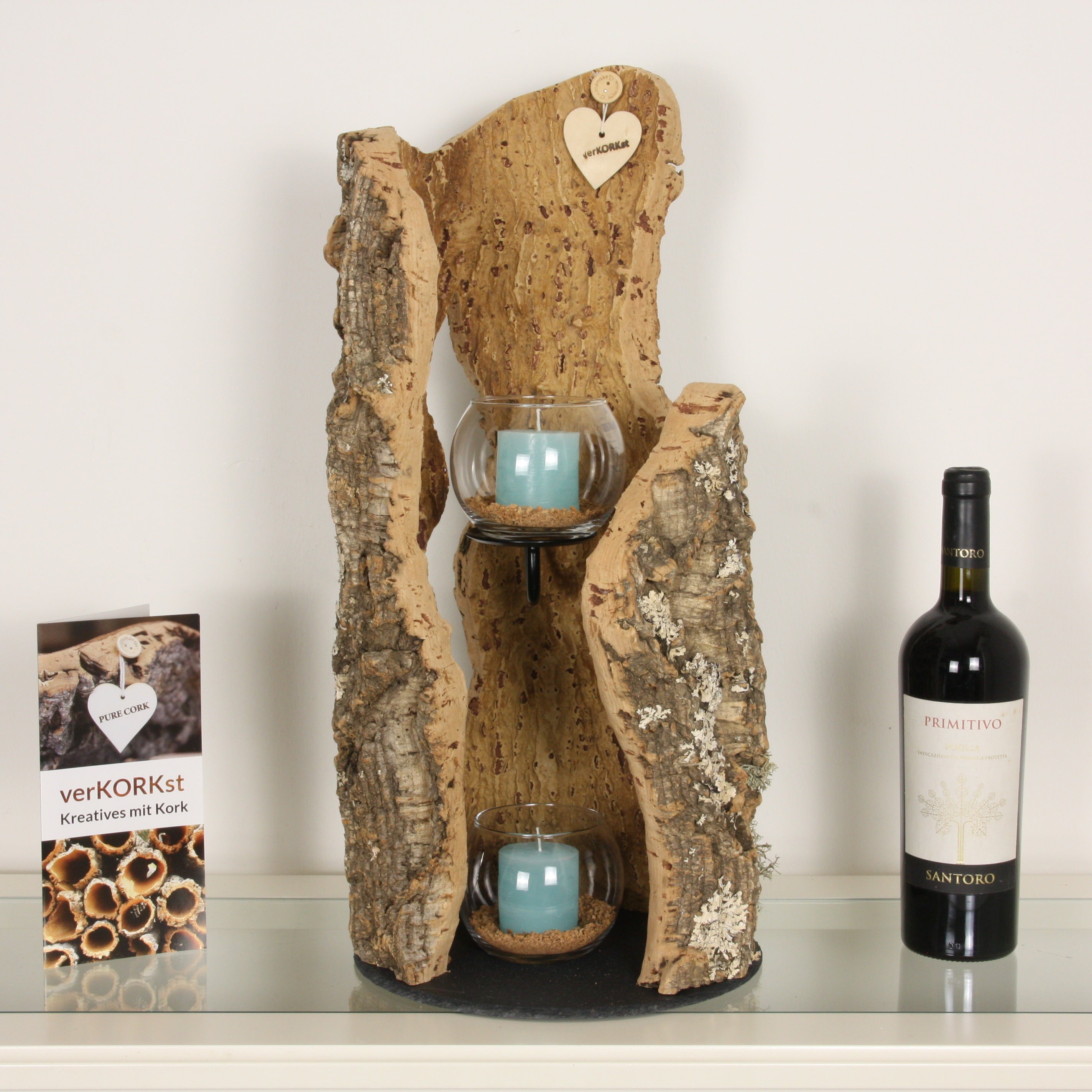 verKORKst Premium Windlicht aus Kork * Teelichthalter Kerzenhalter * rustikale Dekoration * hochwertige Deko Küche Wohnzimmer Terrasse