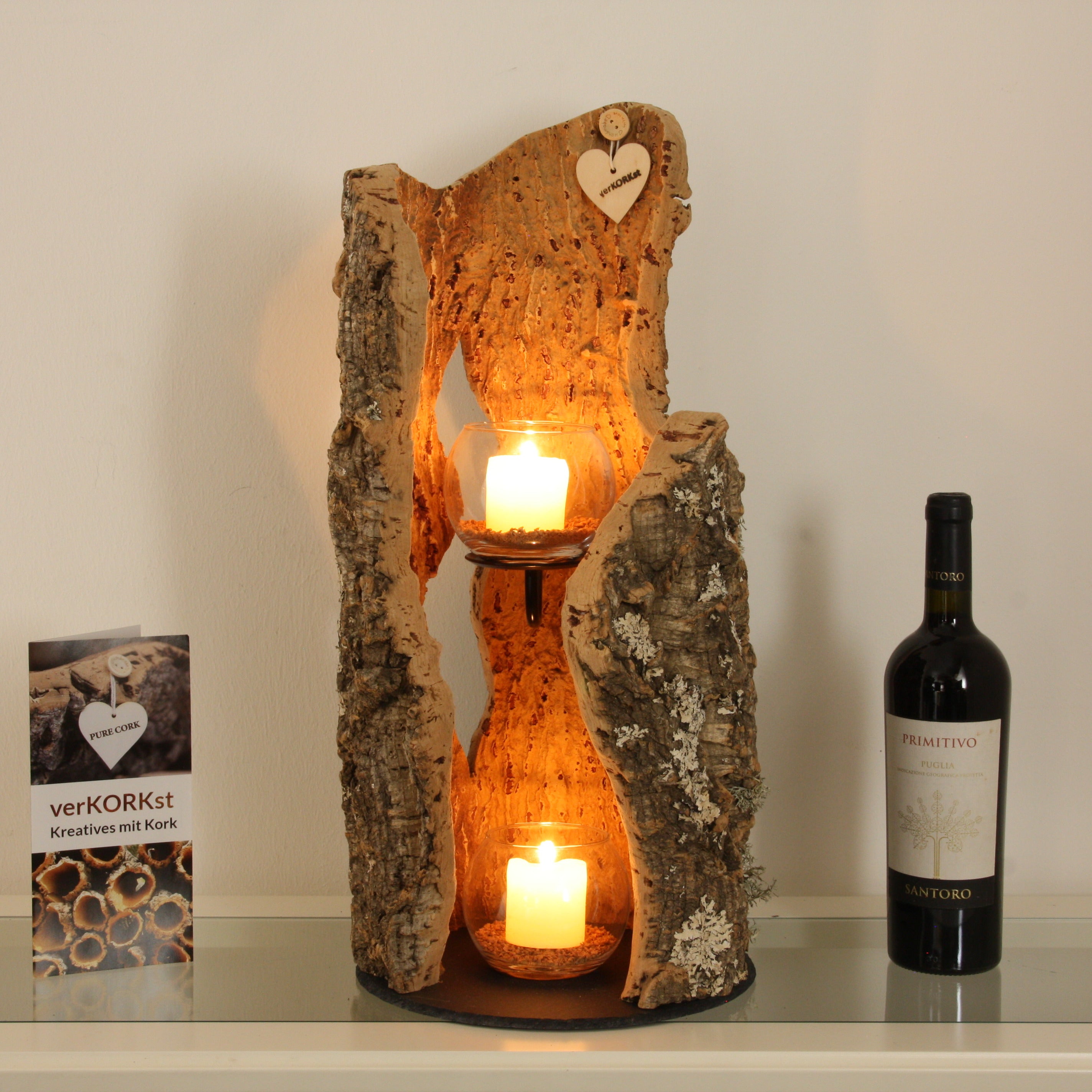 verKORKst Premium Windlicht aus Kork * Teelichthalter Kerzenhalter * rustikale Dekoration * hochwertige Deko Küche Wohnzimmer Terrasse