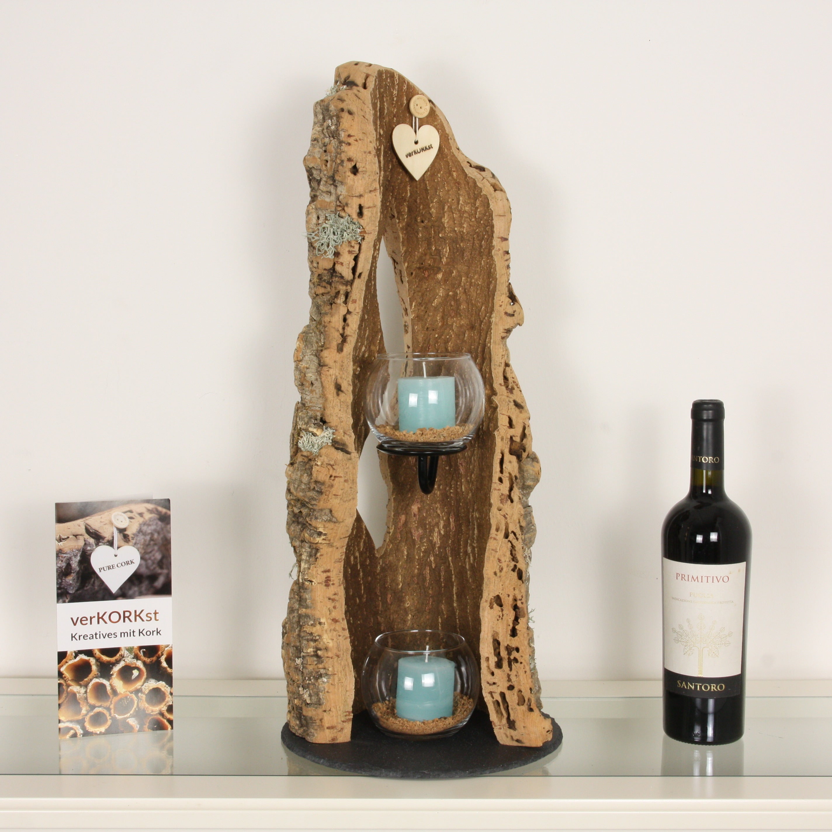 verKORKst Premium Windlicht aus Kork * Teelichthalter Kerzenhalter * rustikale Dekoration * hochwertige Deko Küche Wohnzimmer Terrasse