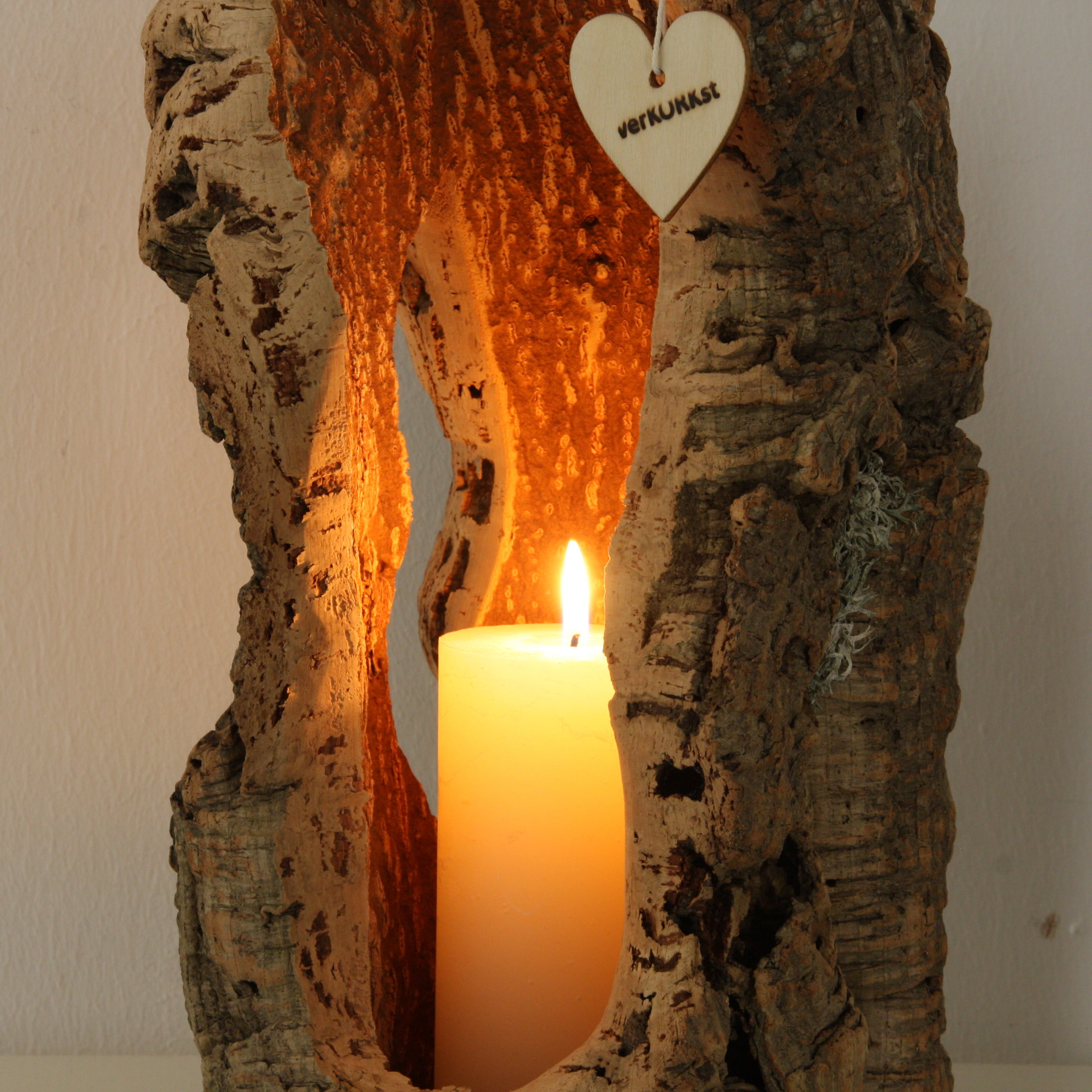 verKORKst Premium Windlicht und Tischlampe aus Korkrinde * Tischleuchte * Teelichthalter Kerzenhalter * rustikale Dekoration * handmade * Unikat