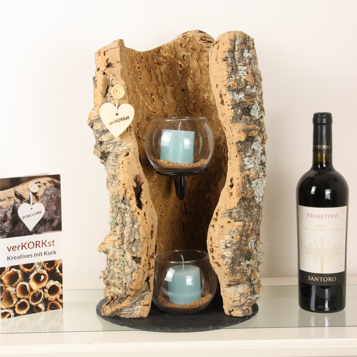 verKORKst premium lantern made of cork * tea light holder candle holder * rustic decoration * high-quality decoration kitchen living room terrace