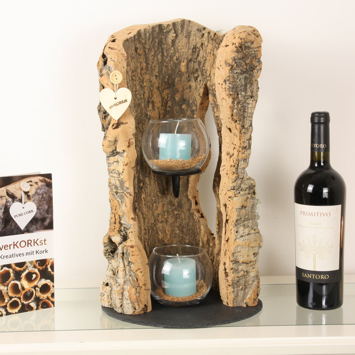 verKORKst premium lantern made of cork * tea light holder candle holder * rustic decoration * high-quality decoration kitchen living room terrace