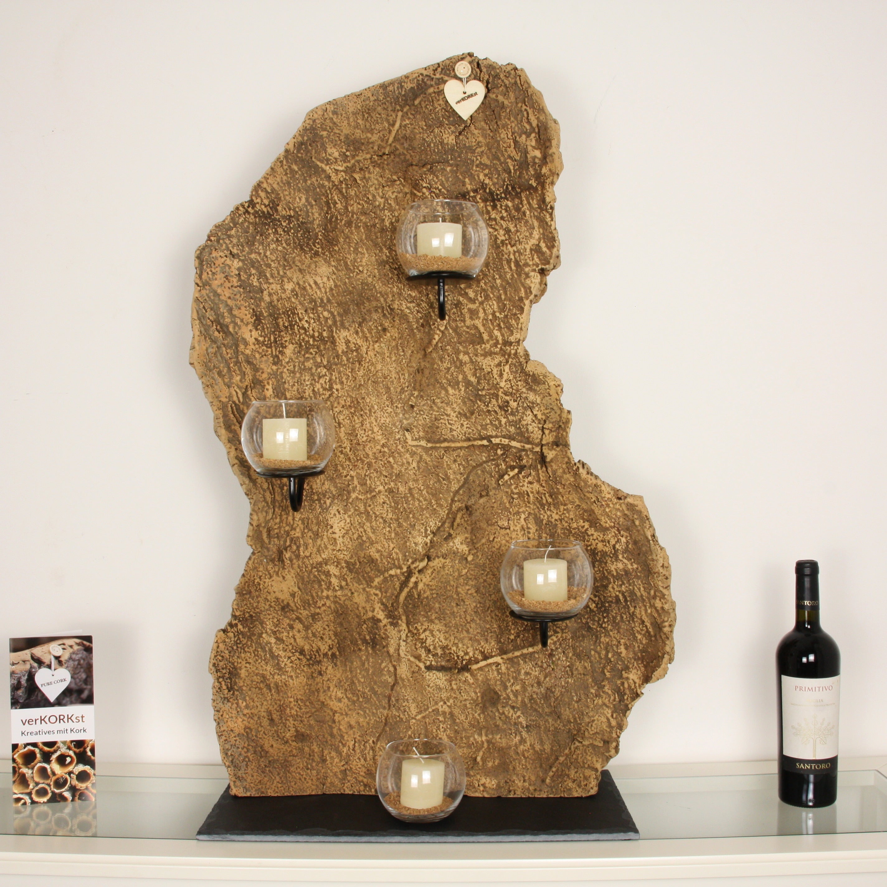 verKORKst Premium Windlicht aus Kork * absolutes Unikat * über 40 Jahre alte Korkrinde * einzigartiger Kerzenständer
