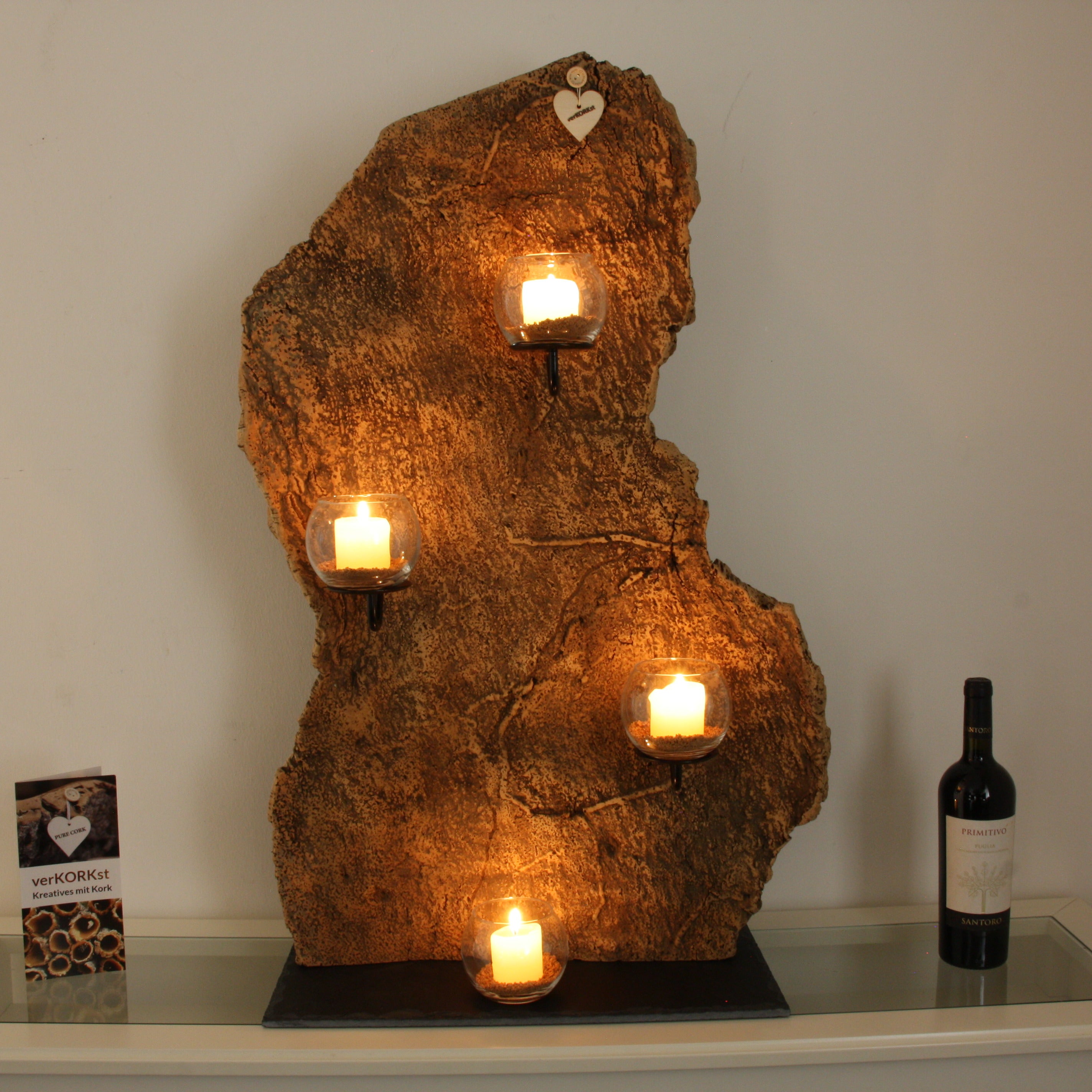 verKORKst Premium Windlicht aus Kork * absolutes Unikat * über 40 Jahre alte Korkrinde * einzigartiger Kerzenständer