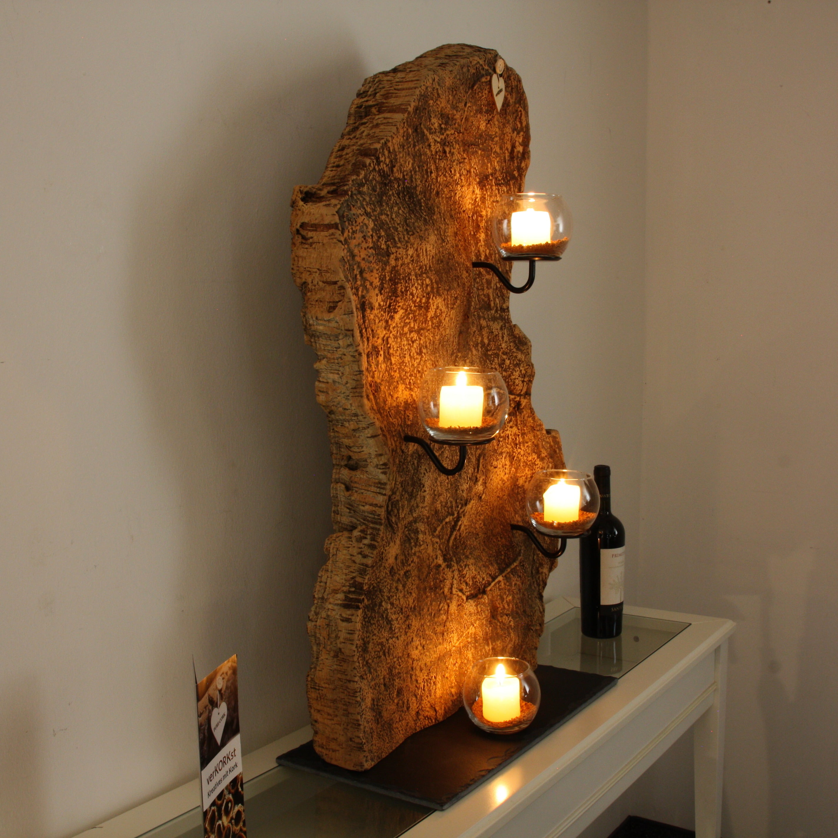 verKORKst Premium Windlicht aus Kork * absolutes Unikat * über 40 Jahre alte Korkrinde * einzigartiger Kerzenständer