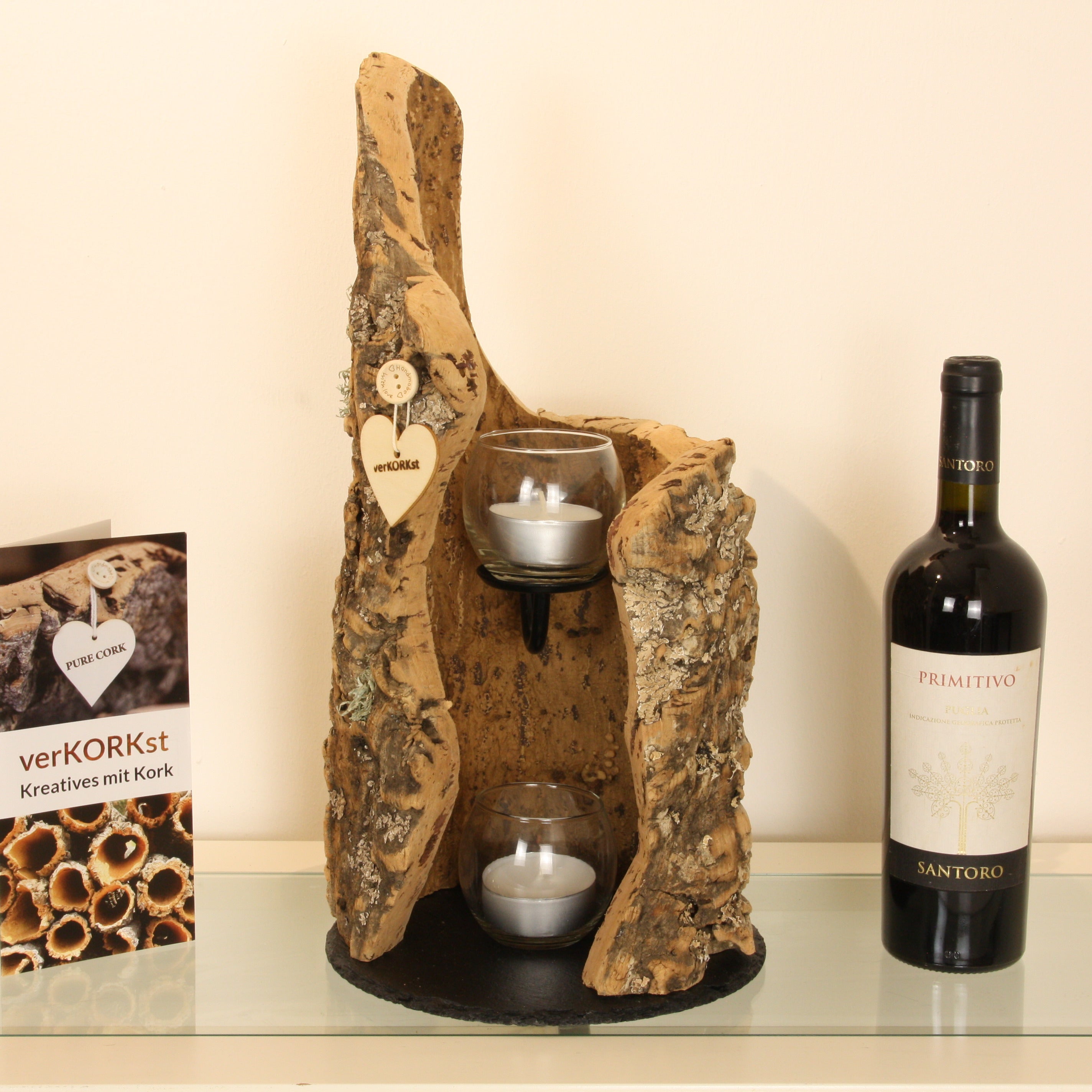 verKORKst Premium Windlicht aus Kork * Teelichthalter Kerzenhalter * rustikale Dekoration * hochwertige Deko Küche Wohnzimmer Terrasse