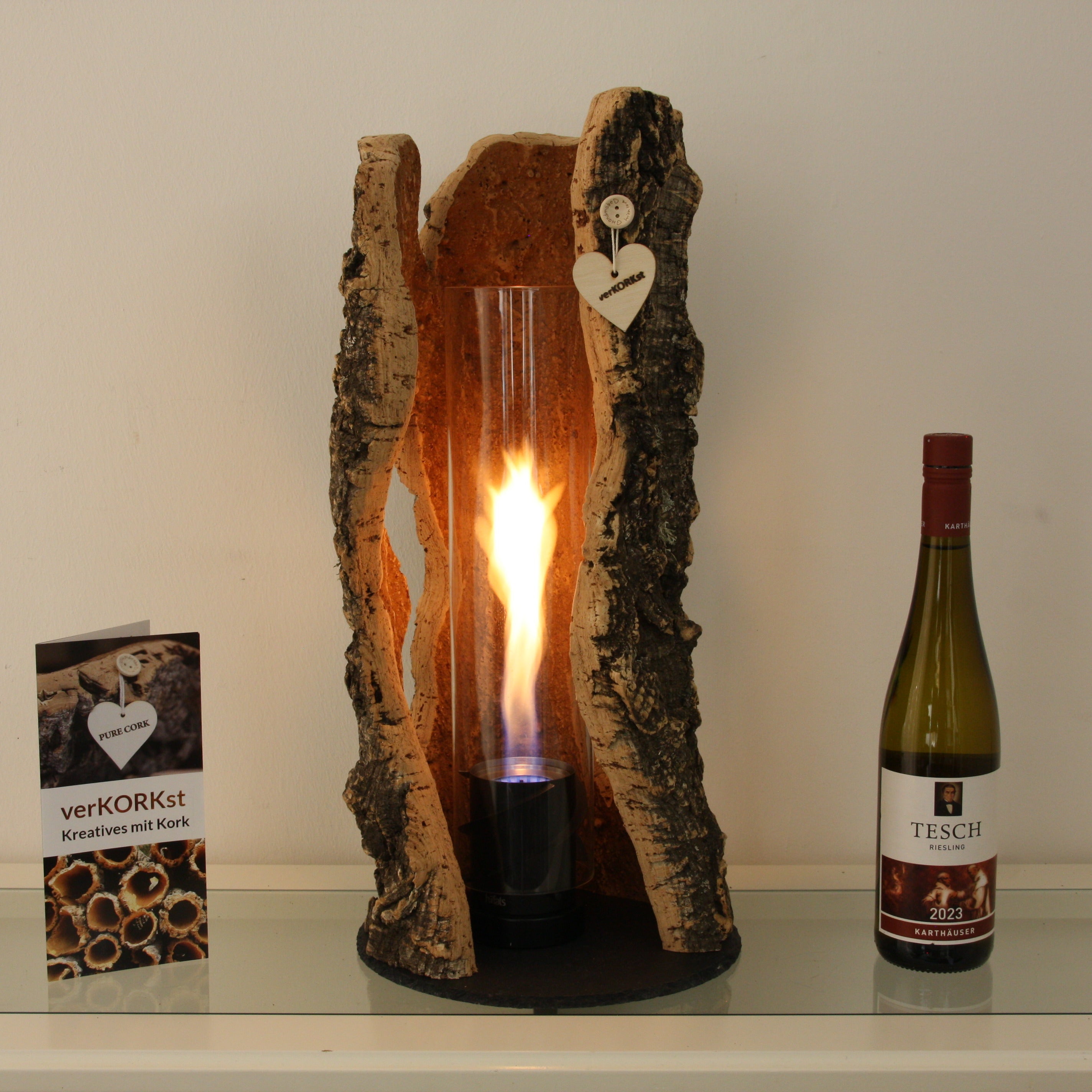 verKORKst Premium Table Fire in Cork Bark * various models and sizes * Indoor and Outdoor * no minimum distance * Table Fire SPIN900/SPIN1200 höfats Kempten