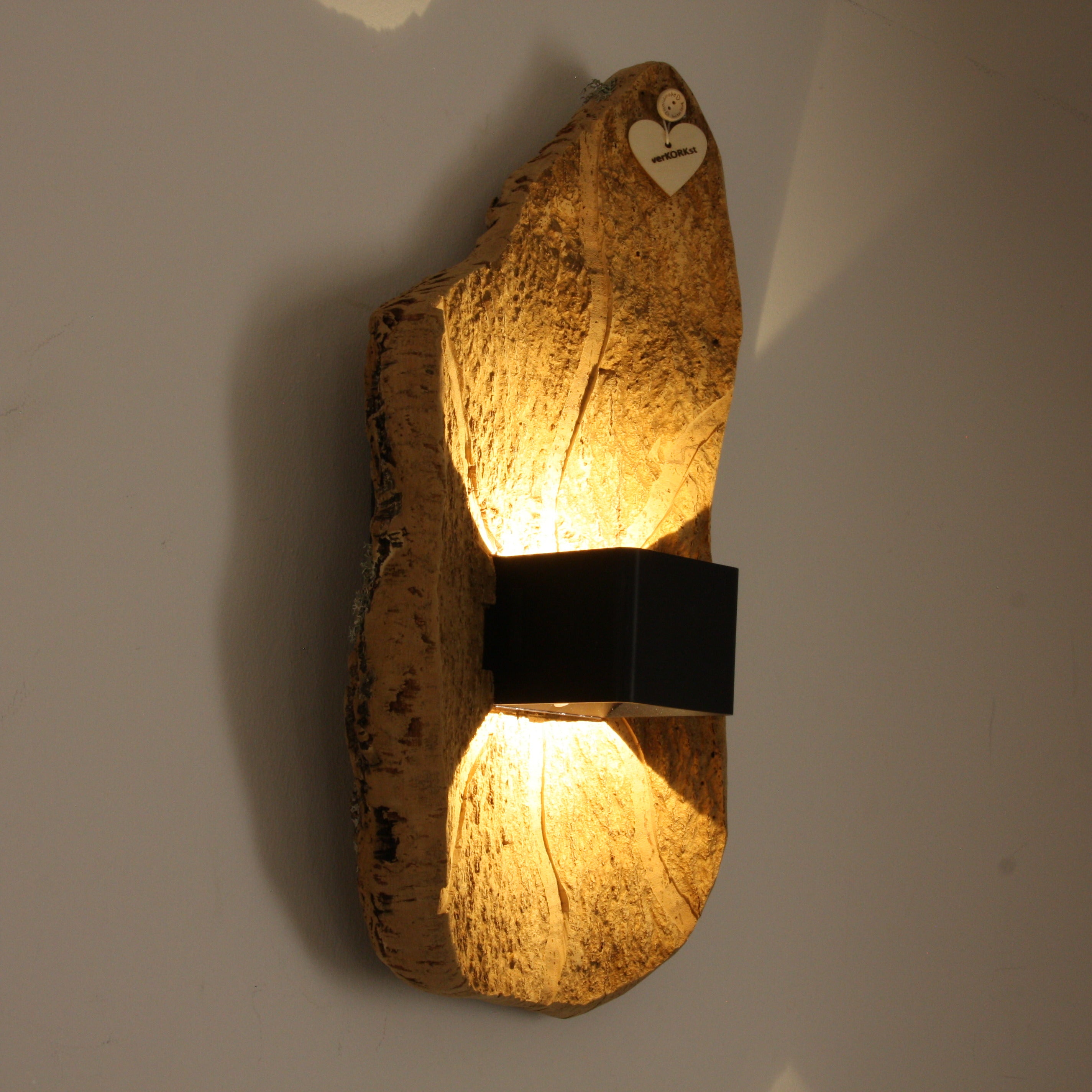 verKORKst premium wireless wall lamp made of cork bark * rechargeable battery * motion sensor * exclusive vintage wall lamp in country style
