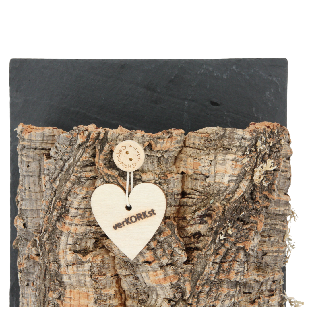 verKORKst Premium Wandlampe aus Korkrinde und Schiefer für Innen- & Außenbereich * IP54 * Exklusive Vintage * Wohnzimmer Terrasse * handmade