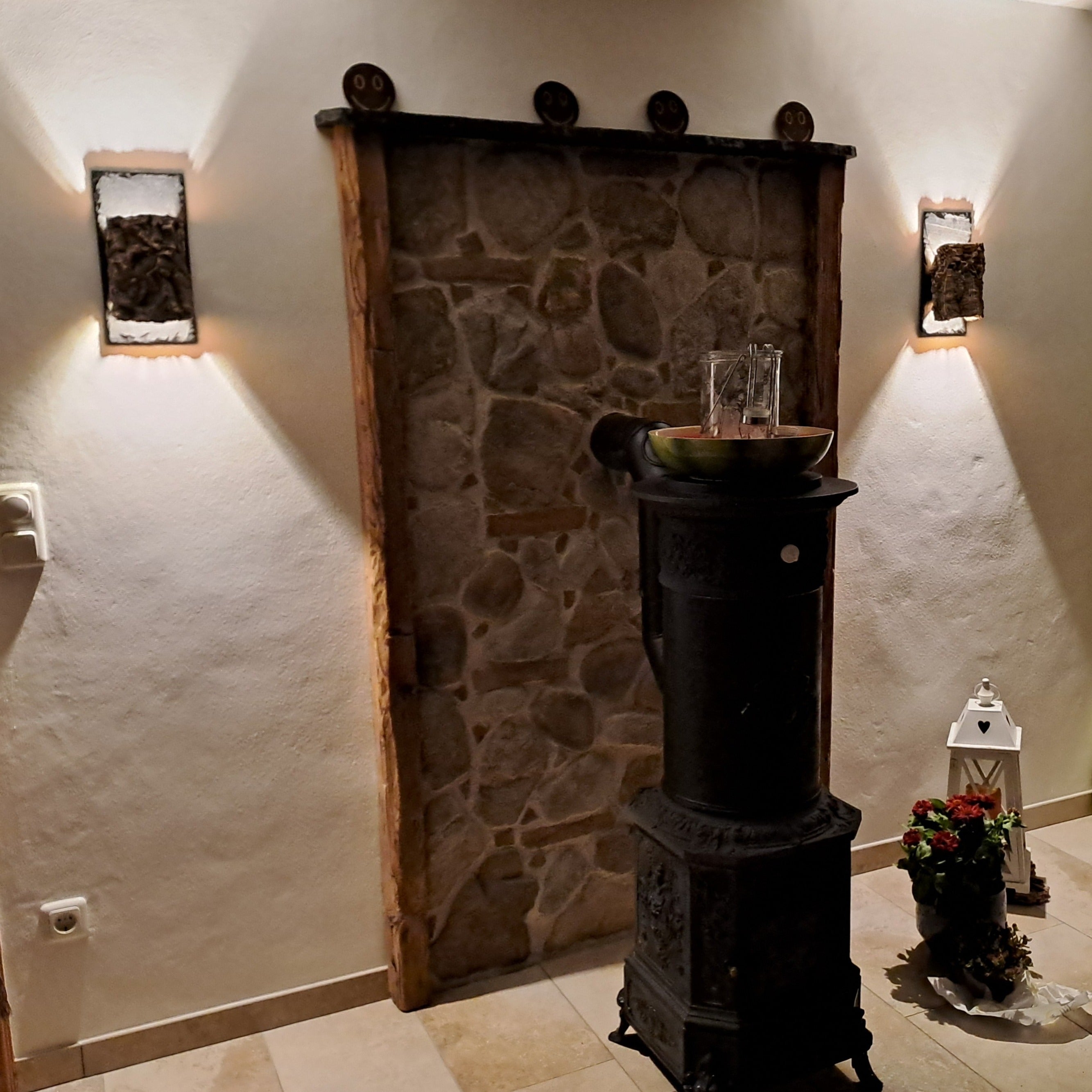 verKORKst Premium Wandlampe aus Korkrinde und Schiefer für Innen- & Außenbereich * IP54 * Exklusive Vintage * Wohnzimmer Terrasse * handmade