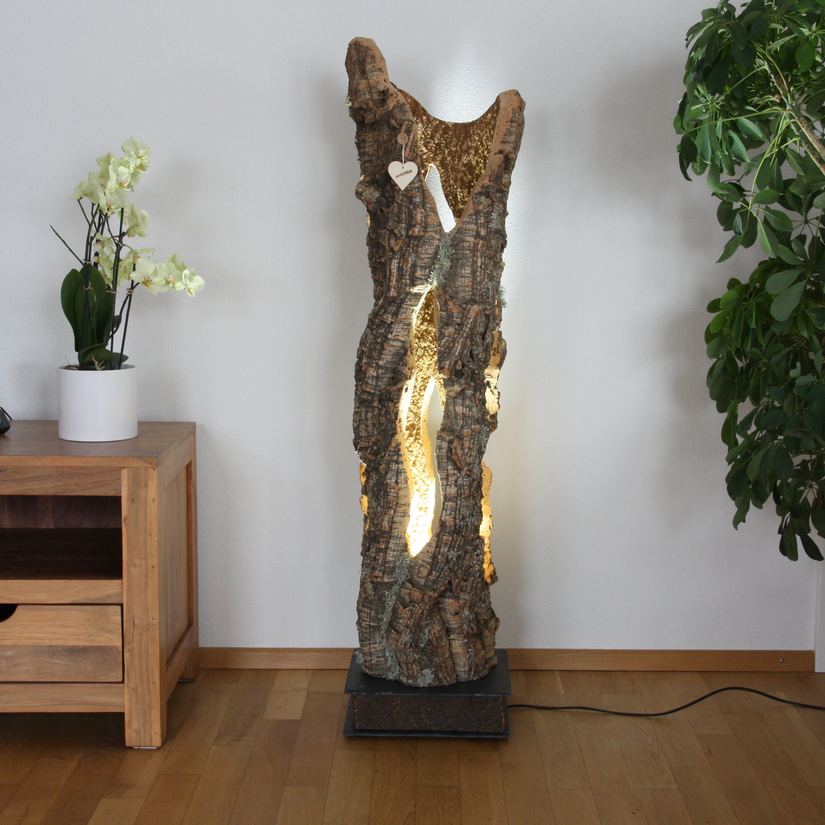 verKORKst Premium Stehlampe aus Kork * hochwertige Holz Wohnzimmerlampe * Vintage Stand LED-Leuchte * handgefertigt in Deutschland