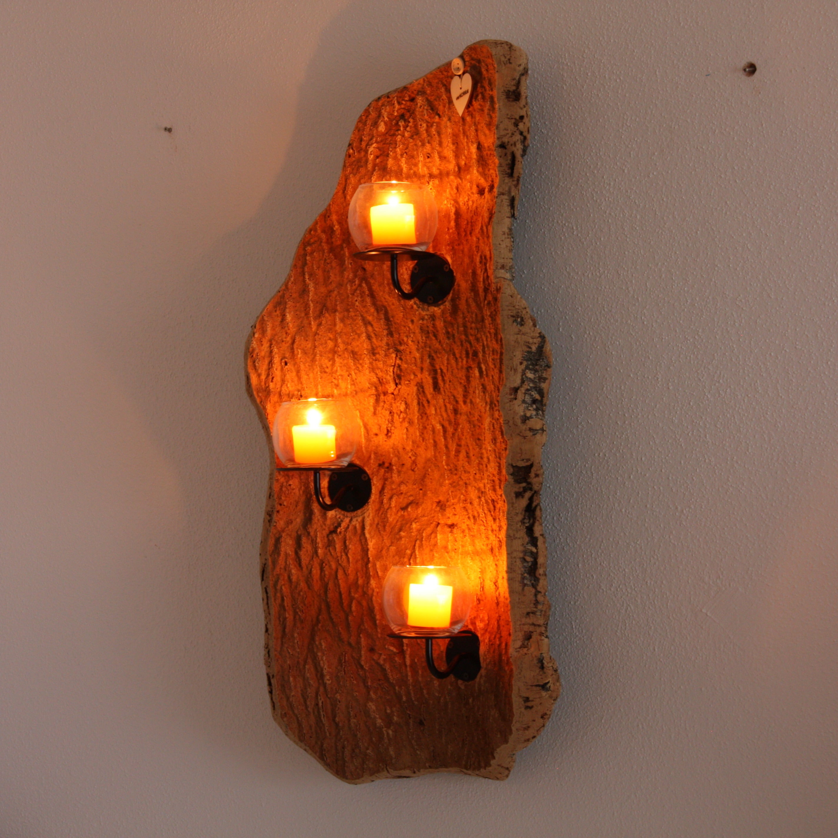 verKORKst Premium Wandkerzenhalter aus Korkrinde für Innen- & Außenbereich * rustikale Wanddekoration * Exklusiver Vintage Wand Kerzenhalter * handgefertigt in Deutschland