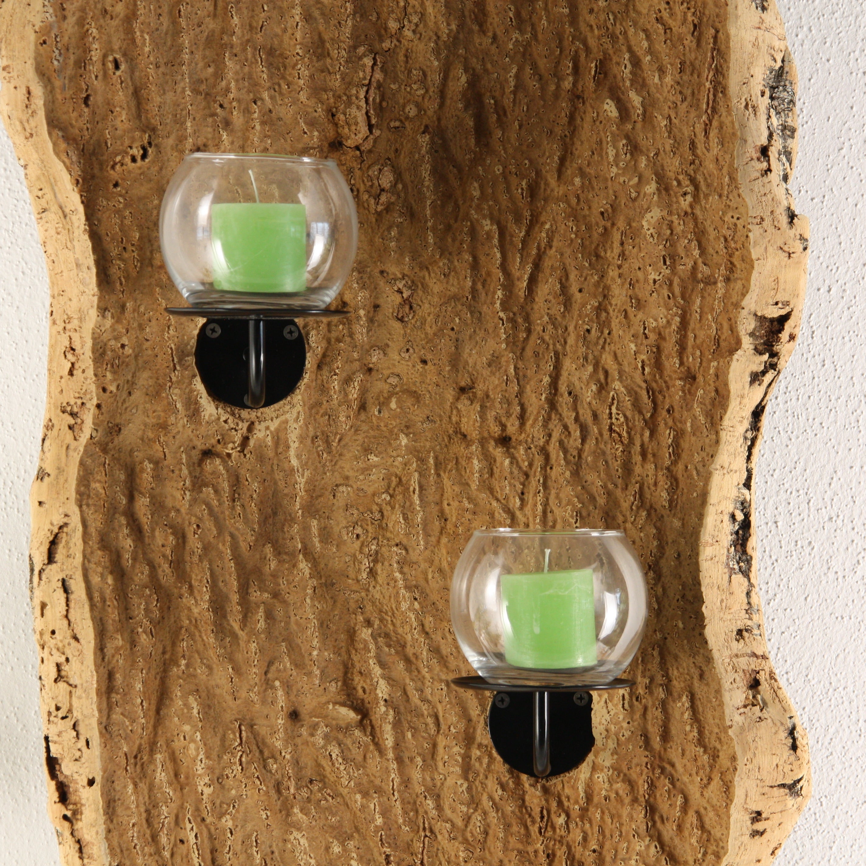 verKORKst Premium Wandkerzenhalter aus Korkrinde für Innen- & Außenbereich * rustikale Wanddekoration * Exklusiver Vintage Wand Kerzenhalter * handgefertigt in Deutschland