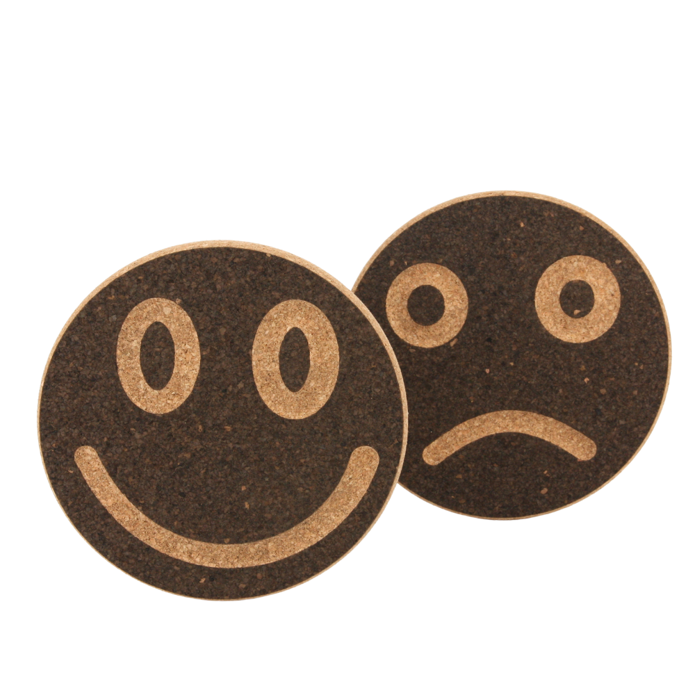 verKORKst Premium Topfuntersetzer Smiley aus Kork * Untersetzer für Töpfe, Pfannen, Flaschen * Kork Tischuntersetzer lustig