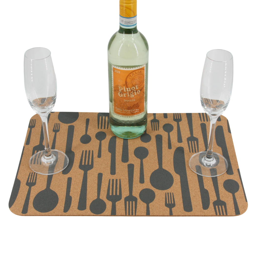 verKORKst Premium Kork Tischsets * Design Besteck * Set 4 Stück * Premium Qualität * hitzebeständig * abwaschbar * antiseptisch * made in Portugal