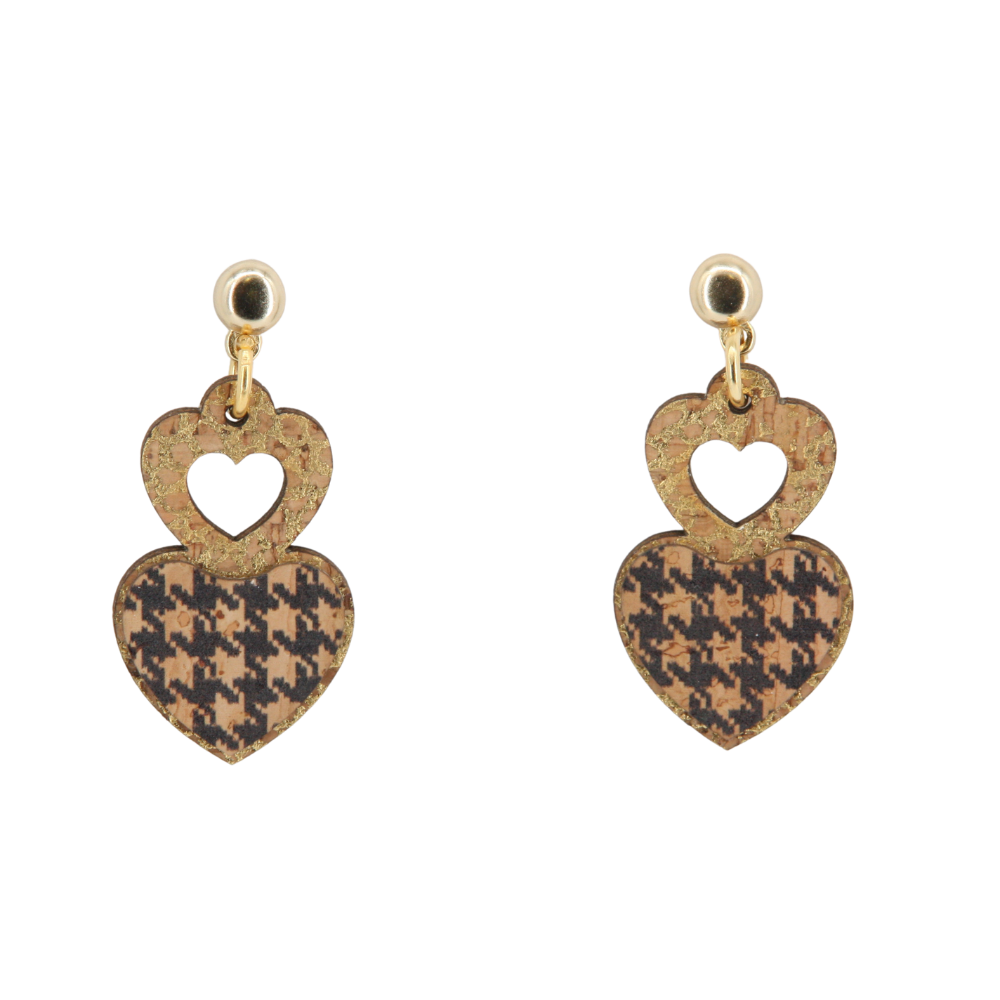 Ohrringe aus Kork * Motiv Herz gold schwarz * 2 Designs * handmade in Portugal * extrem nachhaltig * vegan * nickel- u. bleifrei