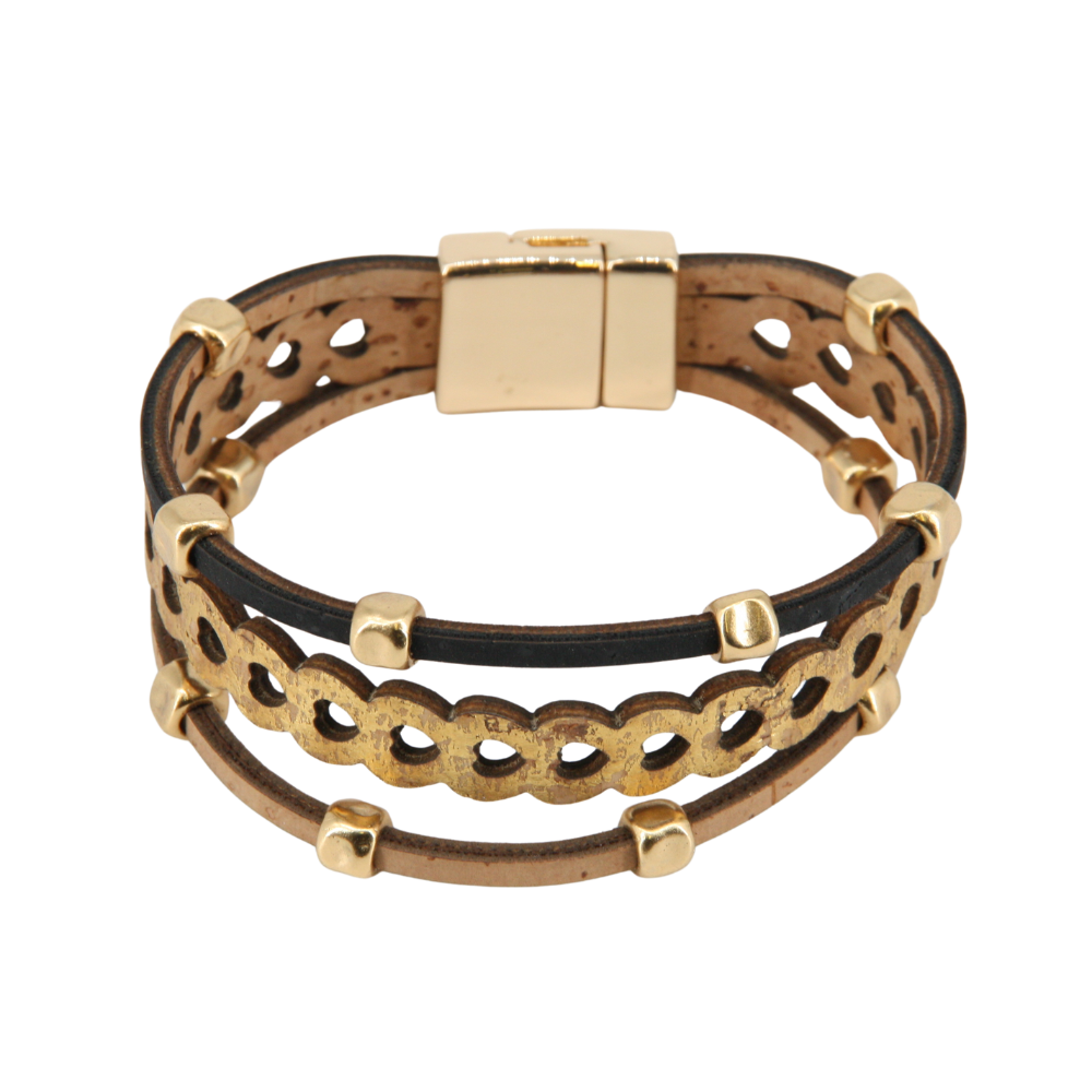 Armband aus Kork * Motiv Herz gold schwarz * handmade in Portugal * extrem nachhaltig * vegan * nickel- u. bleifrei