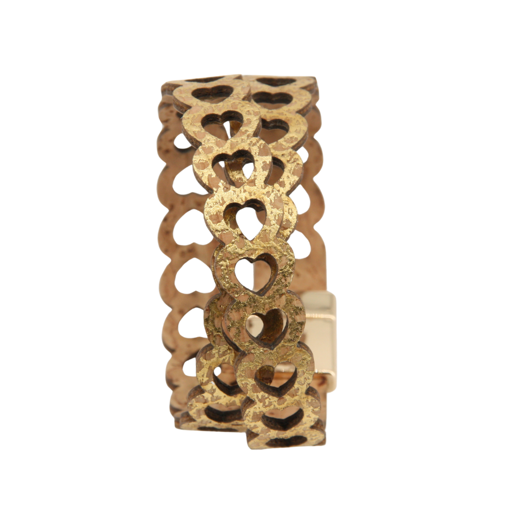 Armband aus Kork * Motiv kleine Herzen gold * handmade in Portugal * extrem nachhaltig * vegan * nickel- u. bleifrei